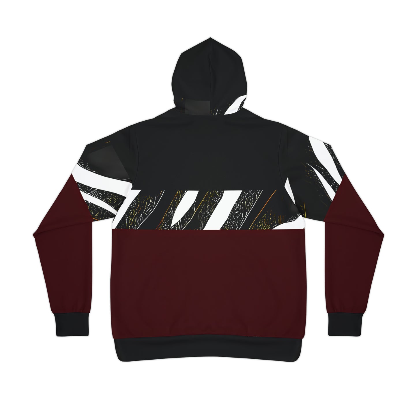 MAROON COLOR BLOCK PULLOVER ATHLETIC HOODIE UNISEX