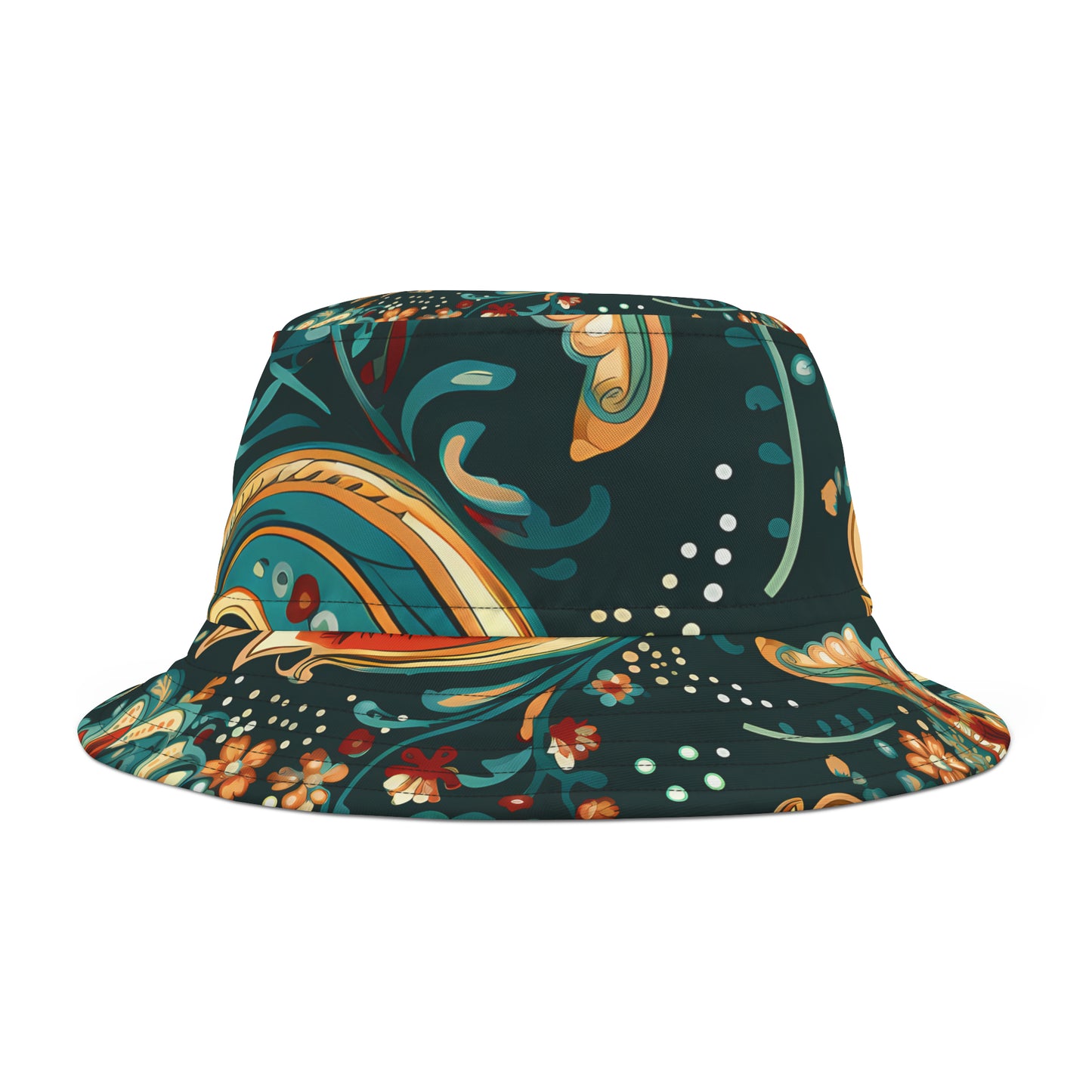 RICH RED PAISLEY BUCKET HAT UNISEX