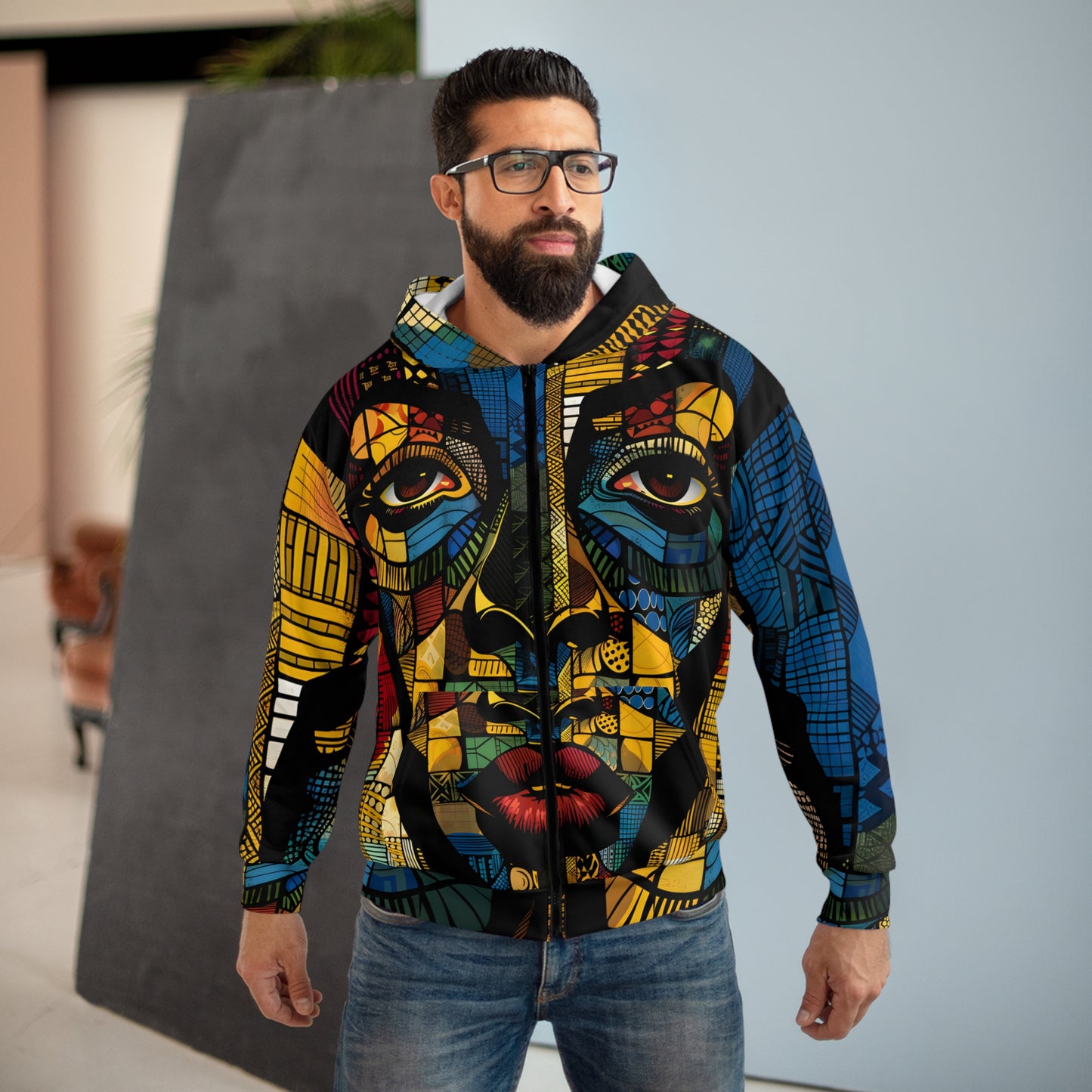 STAINED GLASS UNISEX ZIP HOODIE