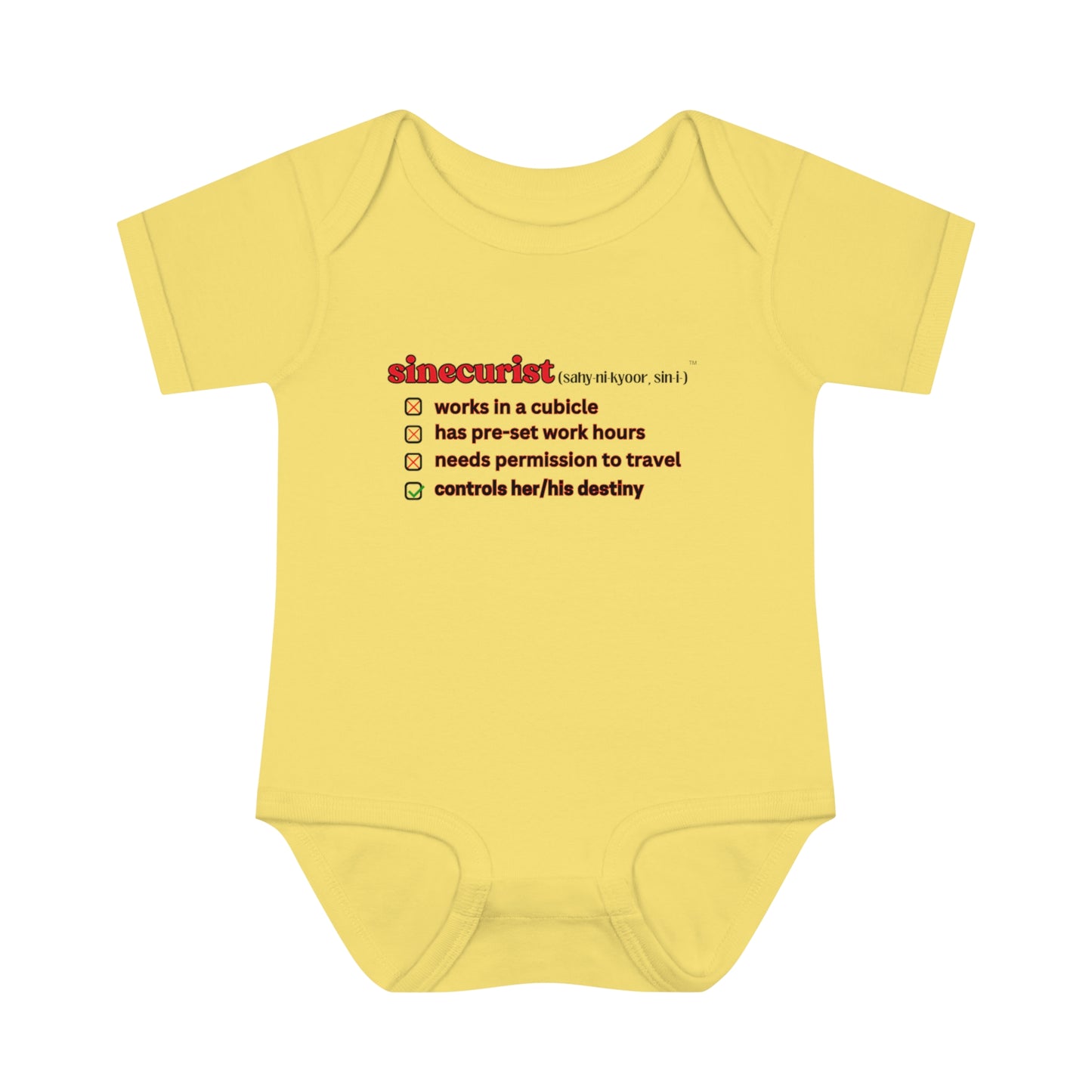 SINECURIST CHECK BOX INFANT BODYSUIT - UNISEX