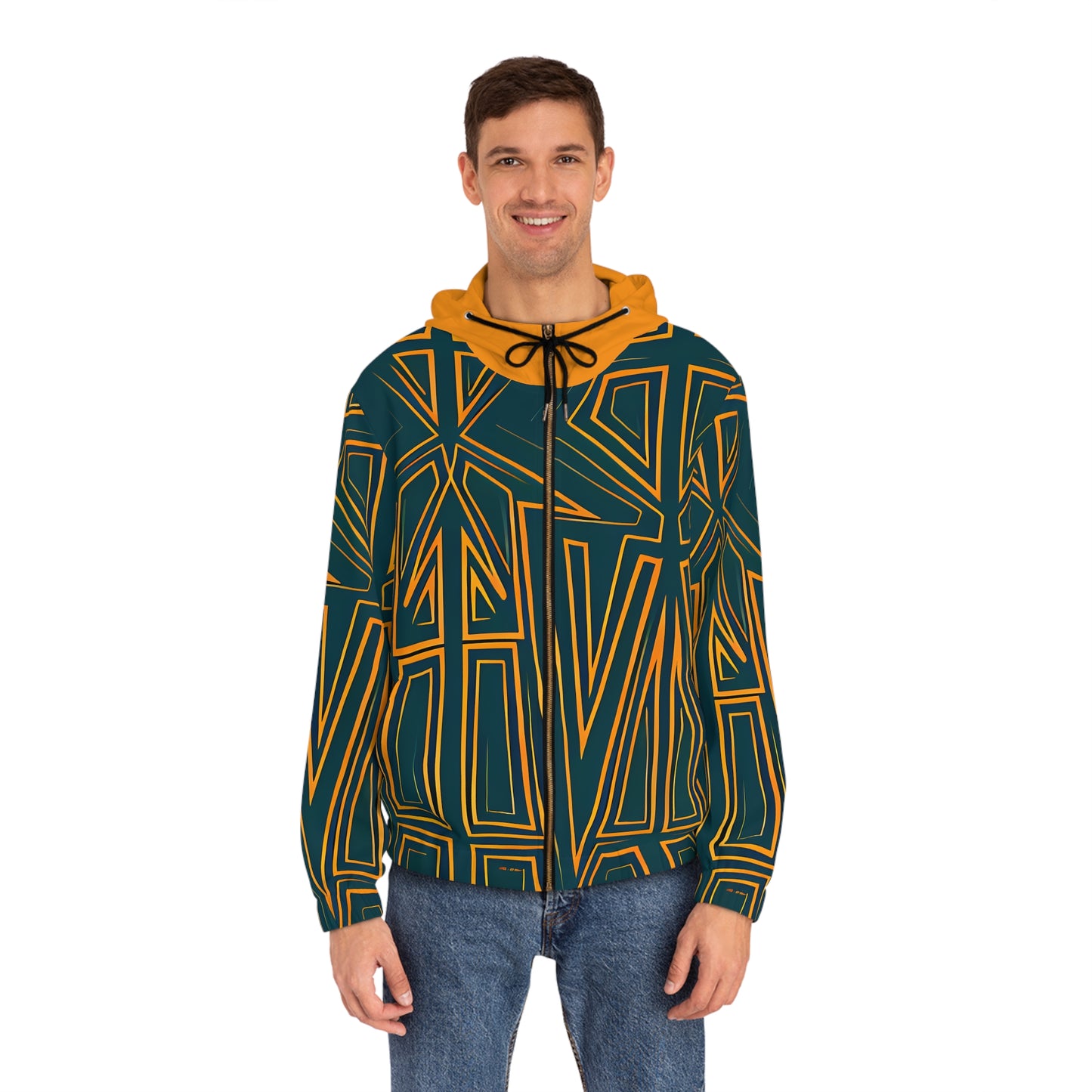 GREEN SKETCH GOLD HOOD ZIP HOODIE - UNISEX