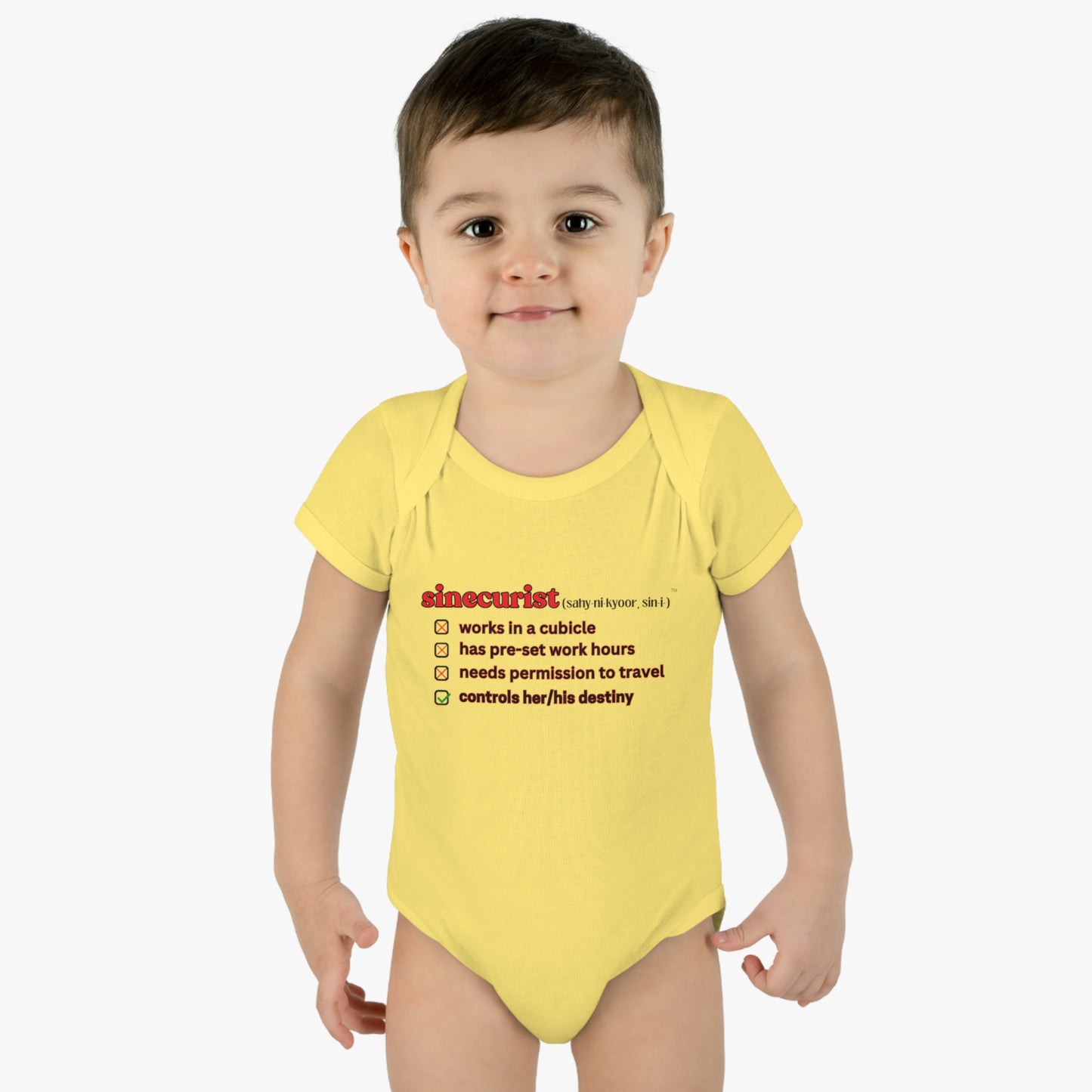 SINECURIST CHECK BOX INFANT BODYSUIT - UNISEX