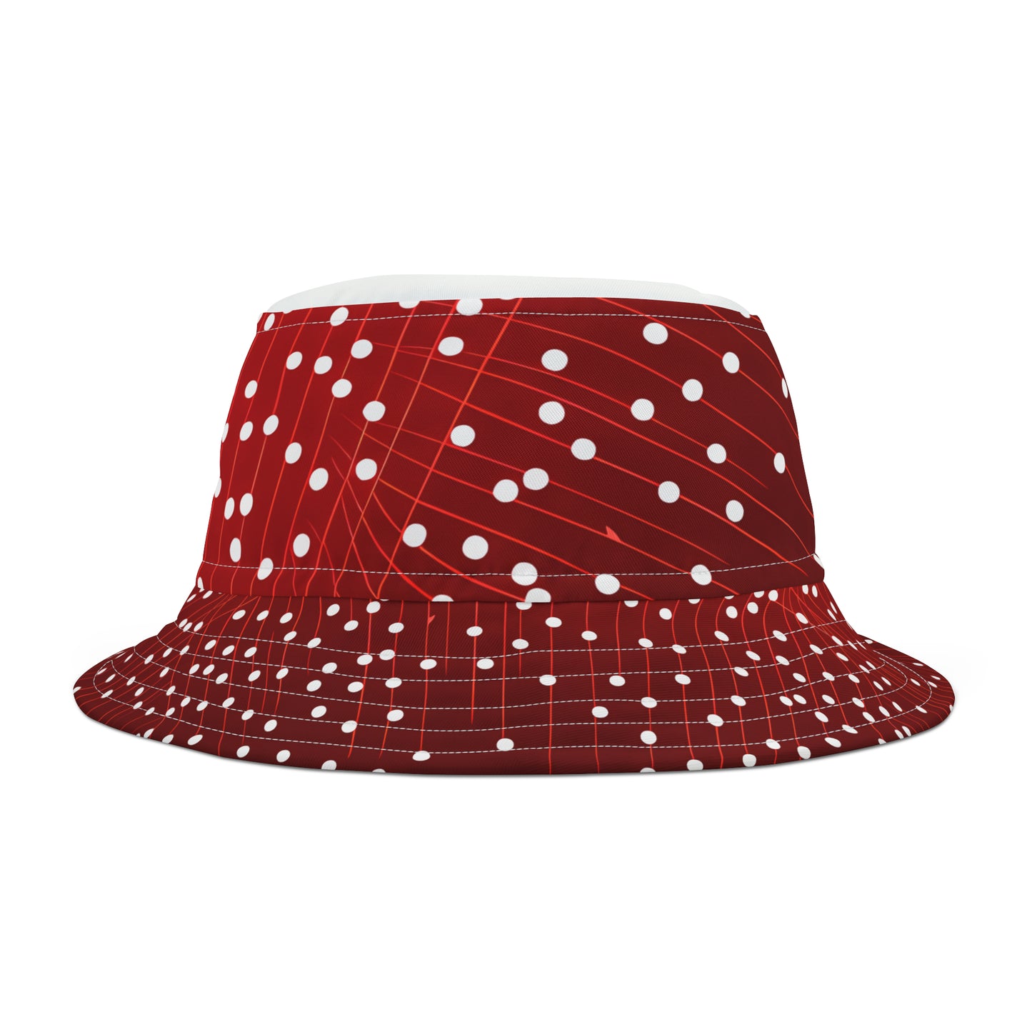 WHITE TOP DOTS ON GRID BUCKET HAT UNISEX