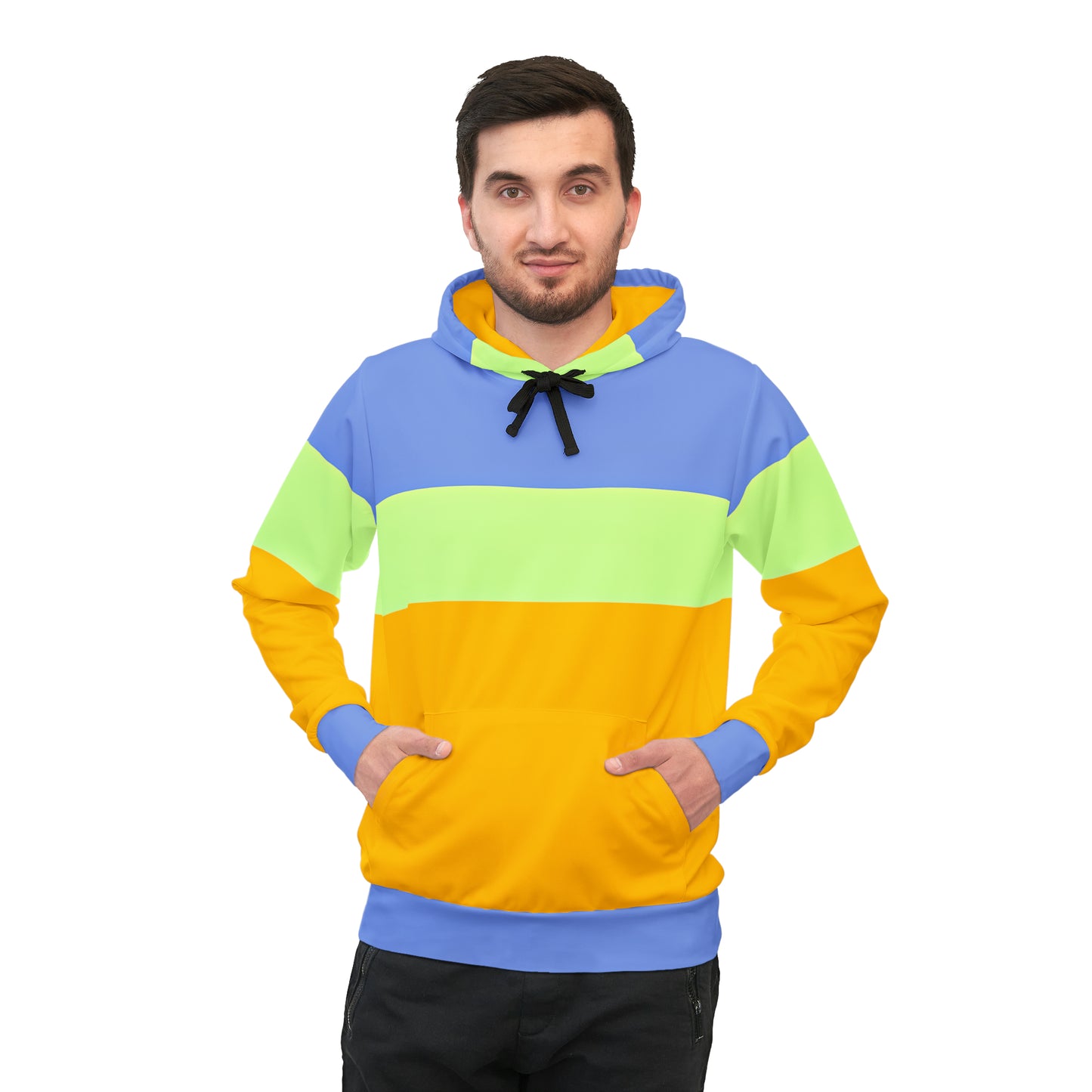 YELLOW COLOR BLOCK PULLOVER ATHLETIC HOODIE UNISEX