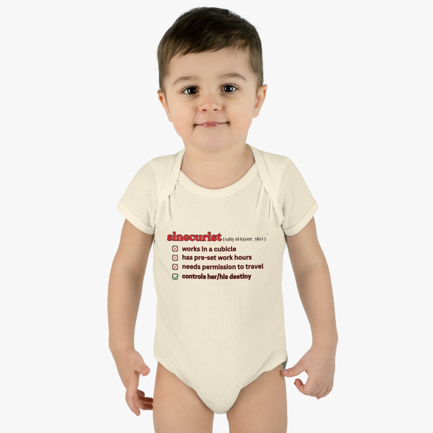 SINECURIST CHECK BOX INFANT BODYSUIT - UNISEX