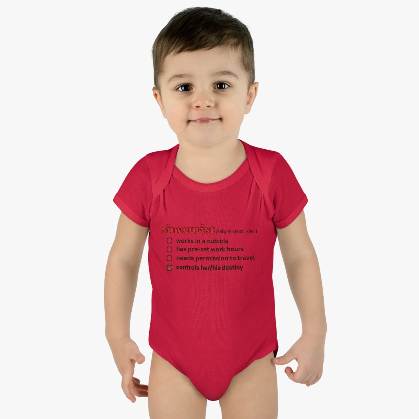 SINECURIST CHECK BOX INFANT BODYSUIT - UNISEX