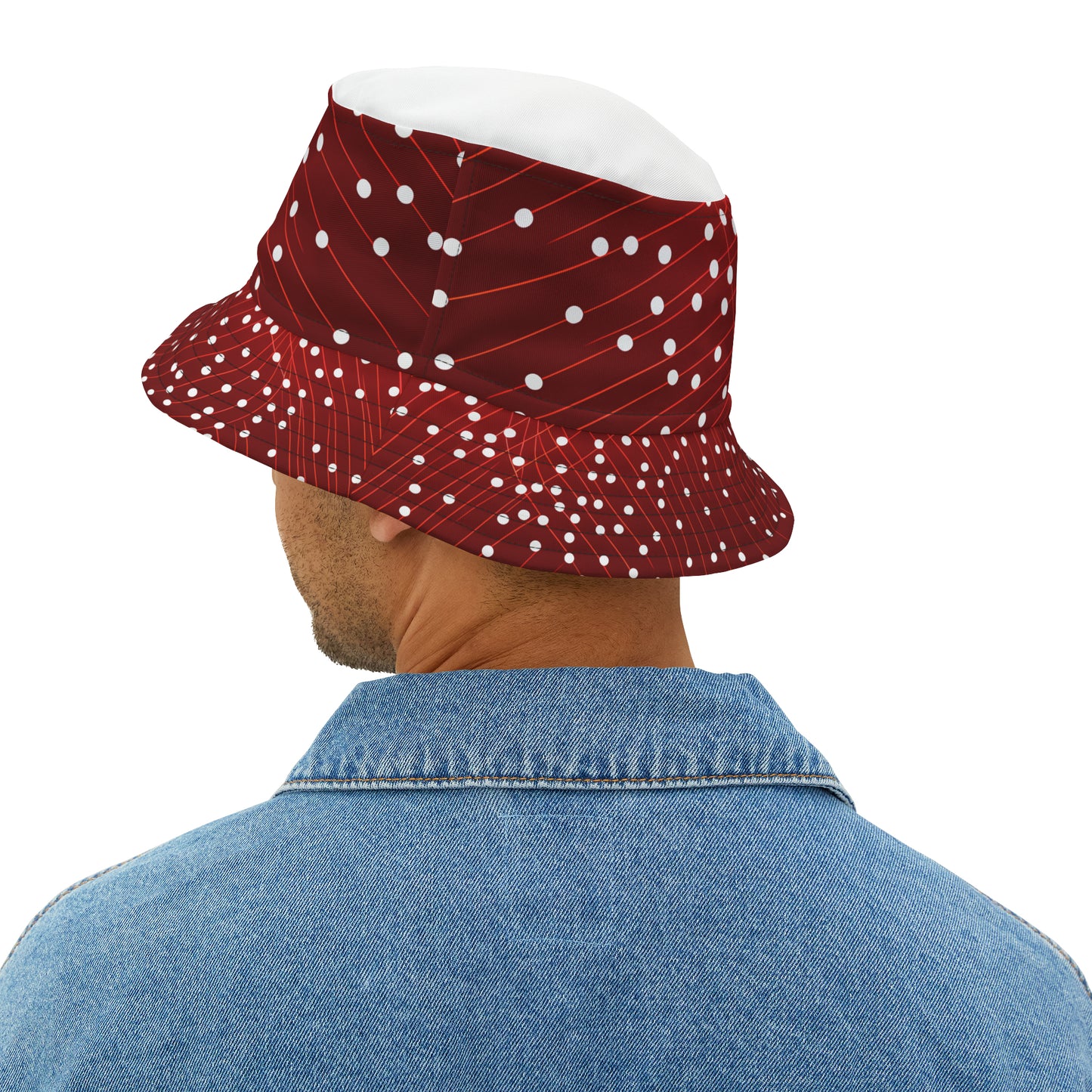 WHITE TOP DOTS ON GRID BUCKET HAT UNISEX