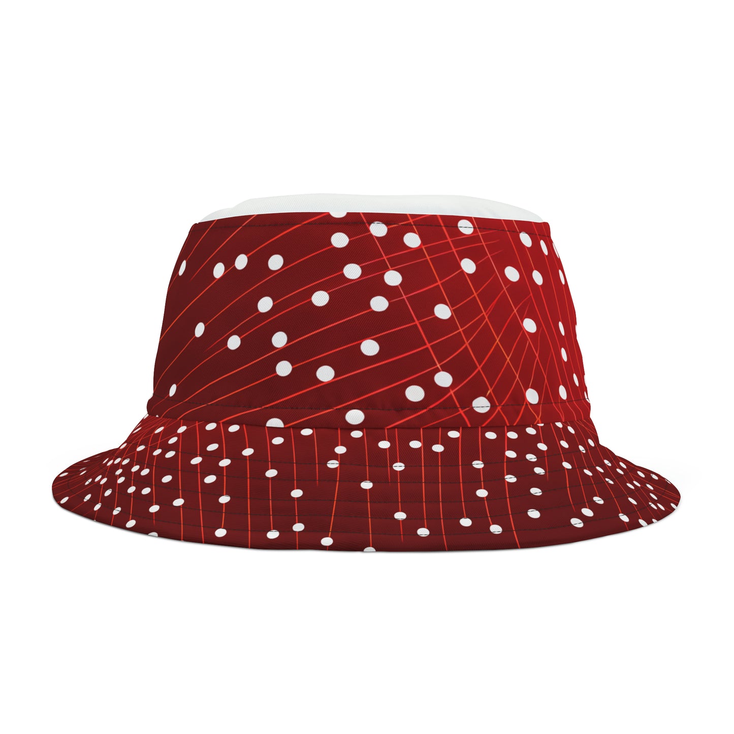 WHITE TOP DOTS ON GRID BUCKET HAT UNISEX