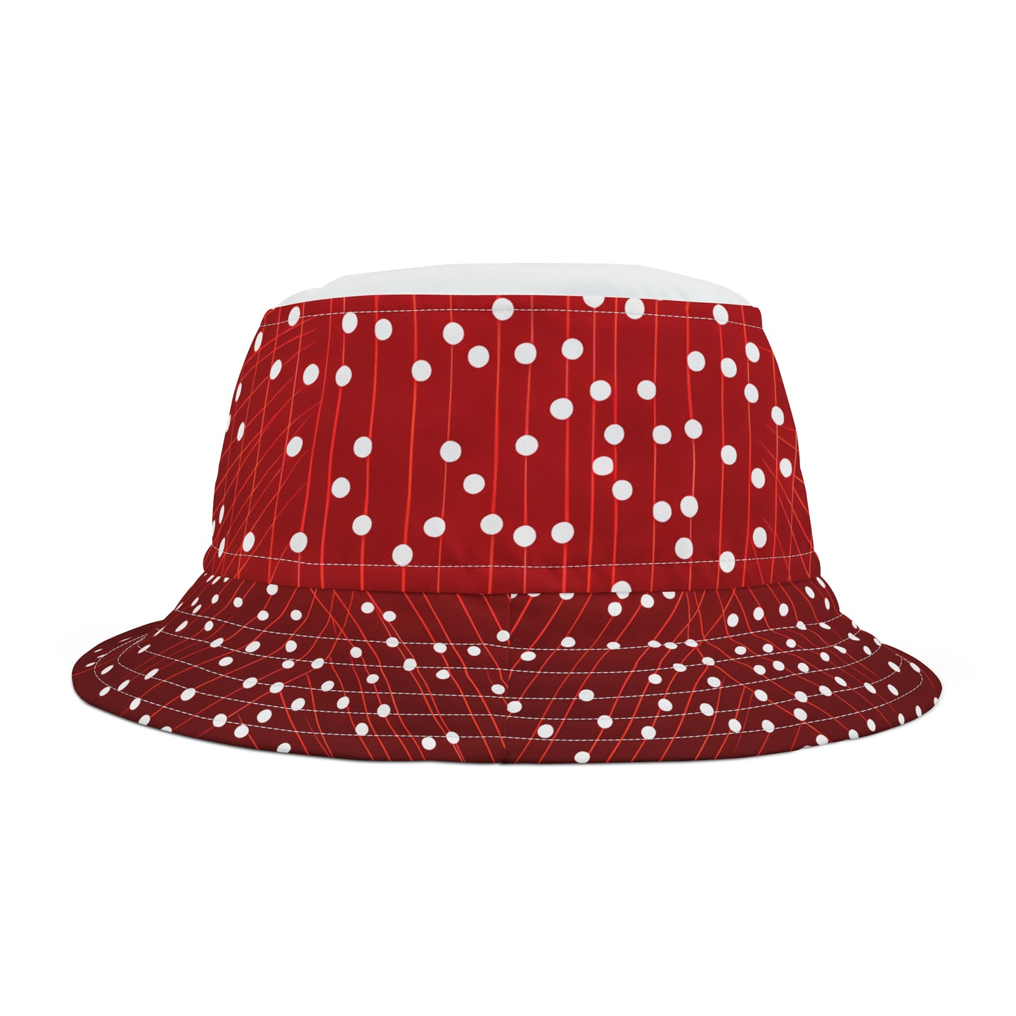 WHITE TOP DOTS ON GRID BUCKET HAT UNISEX