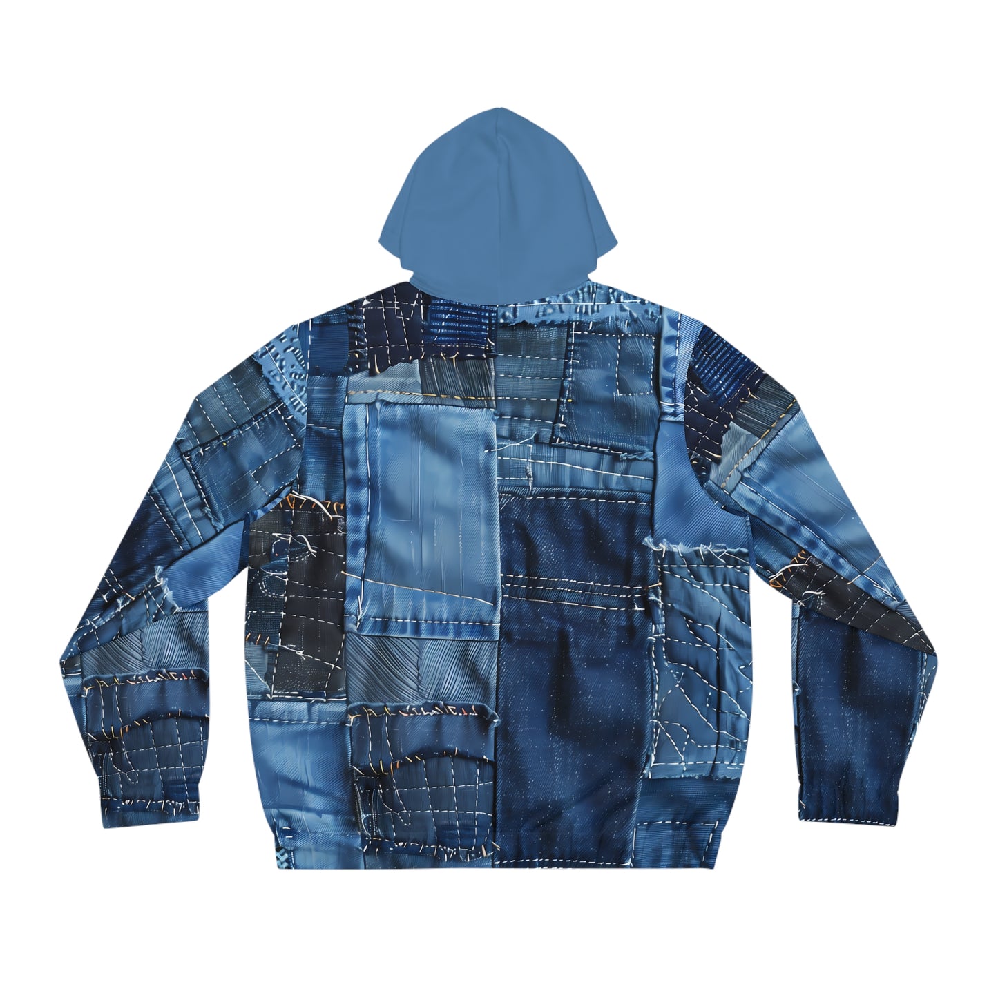 LIGHT WEIGHT BLUE JEAN PRINT ZIP HOODIE MEN'S