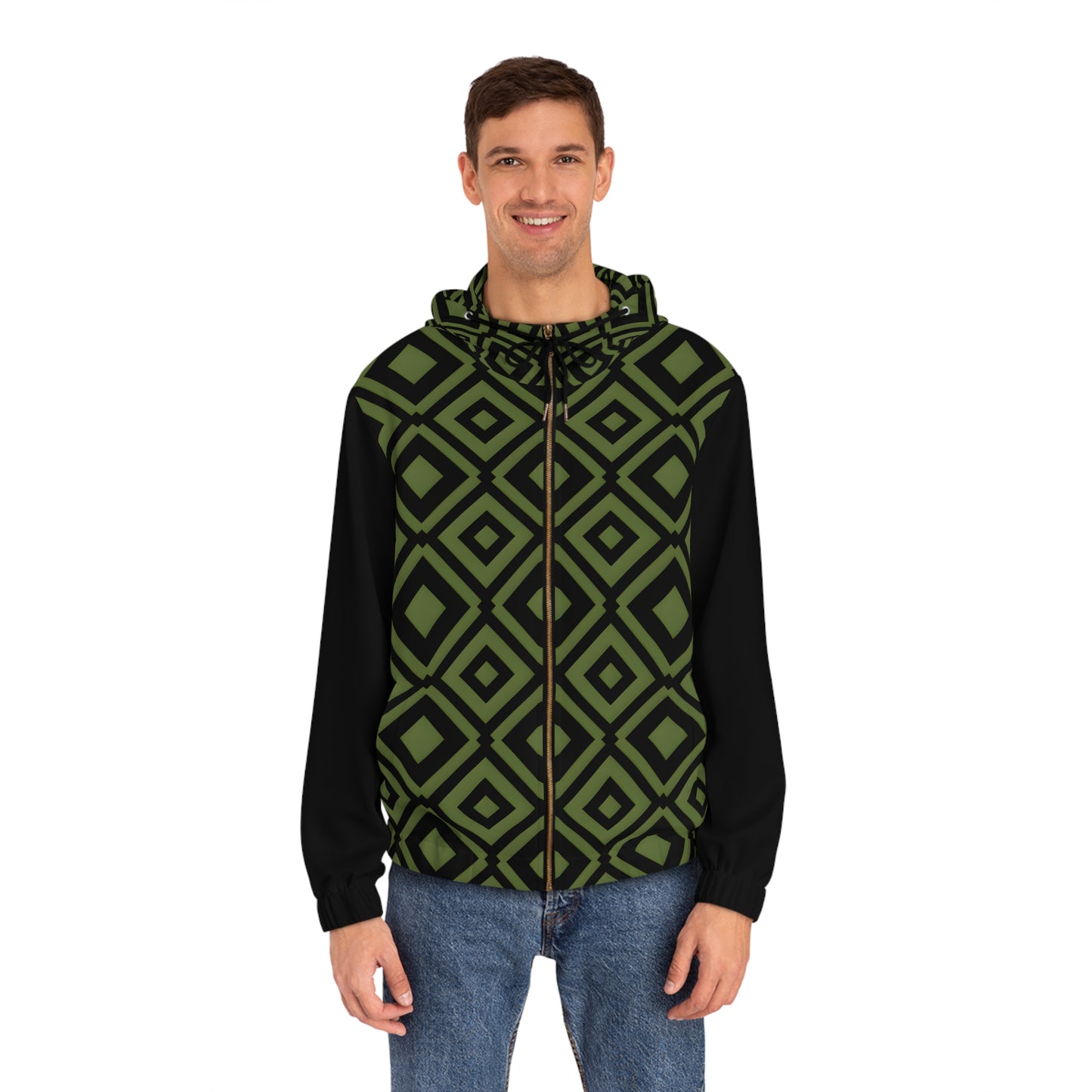 DIAMONDS BLACK/GREEN MEN'S ZIP HOODIE