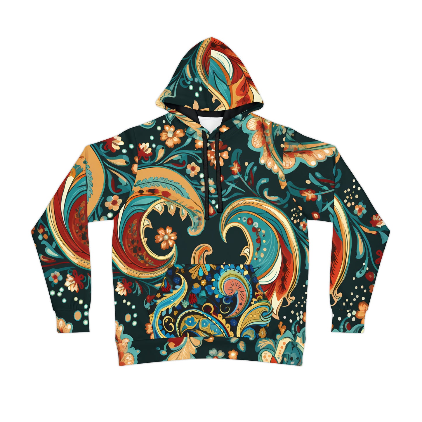 UNI RICH RED PAISLEY UNISEX PULLOVER HOODY ATHLETIC HOODIE