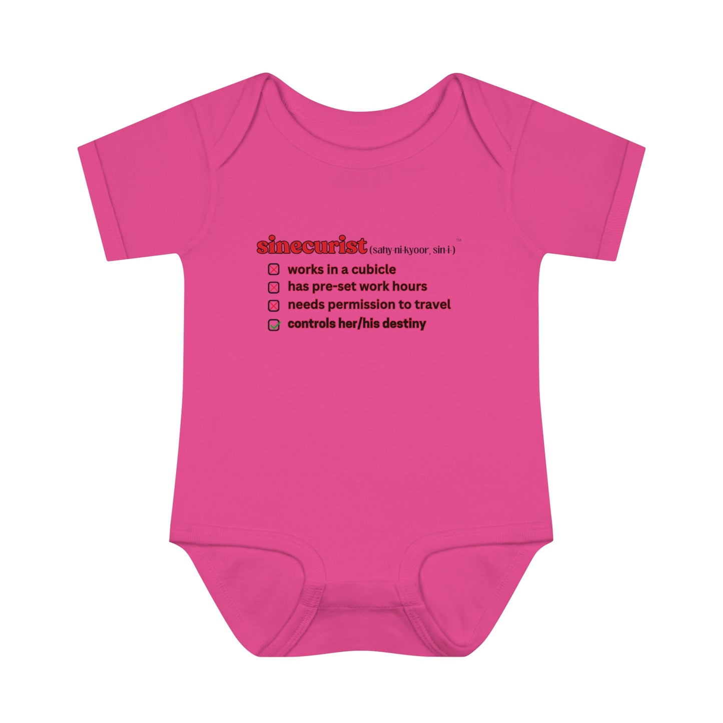 SINECURIST CHECK BOX INFANT BODYSUIT - UNISEX