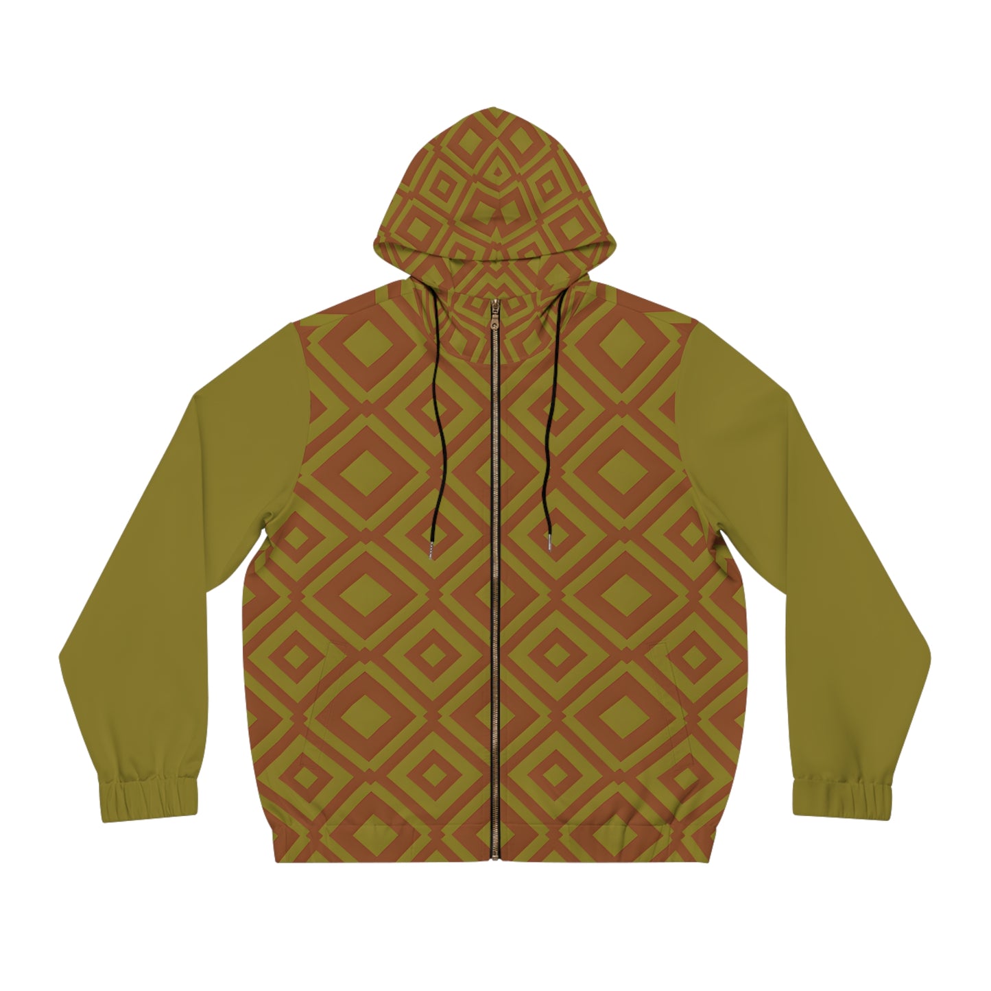 DIAMONDS RUST/OLIVE HOOD MEN'S ZIP HOODIE