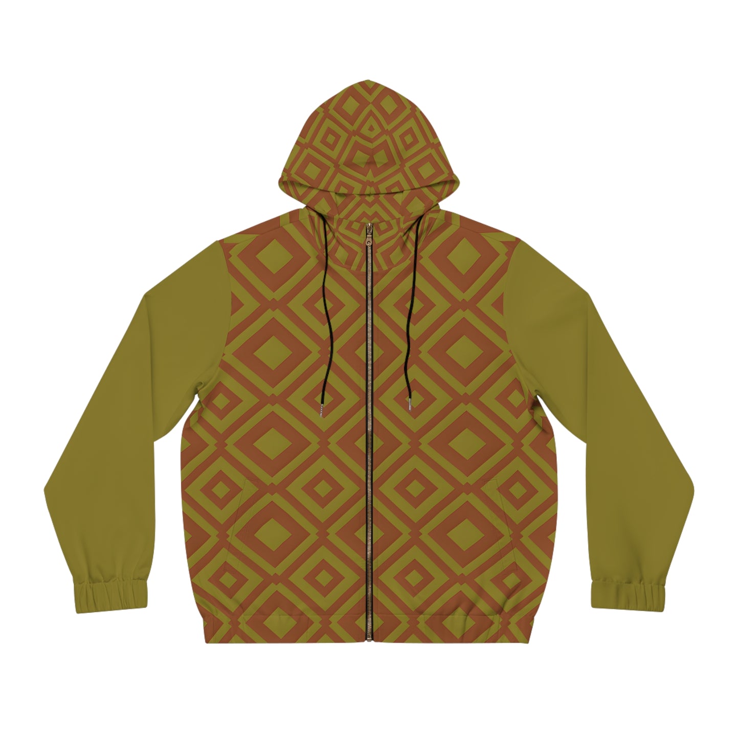 DIAMONDS RUST/OLIVE HOOD MEN'S ZIP HOODIE