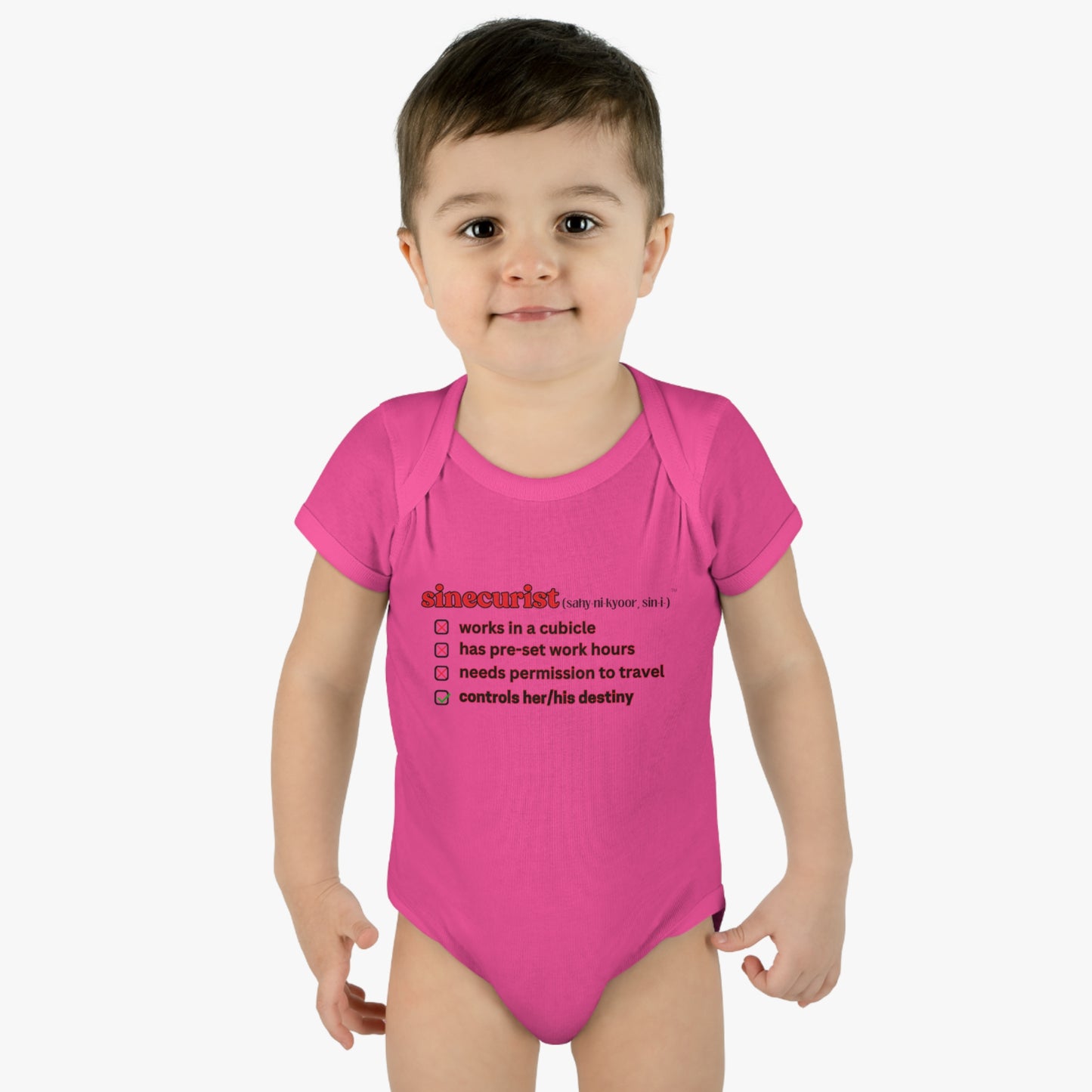 SINECURIST CHECK BOX INFANT BODYSUIT - UNISEX