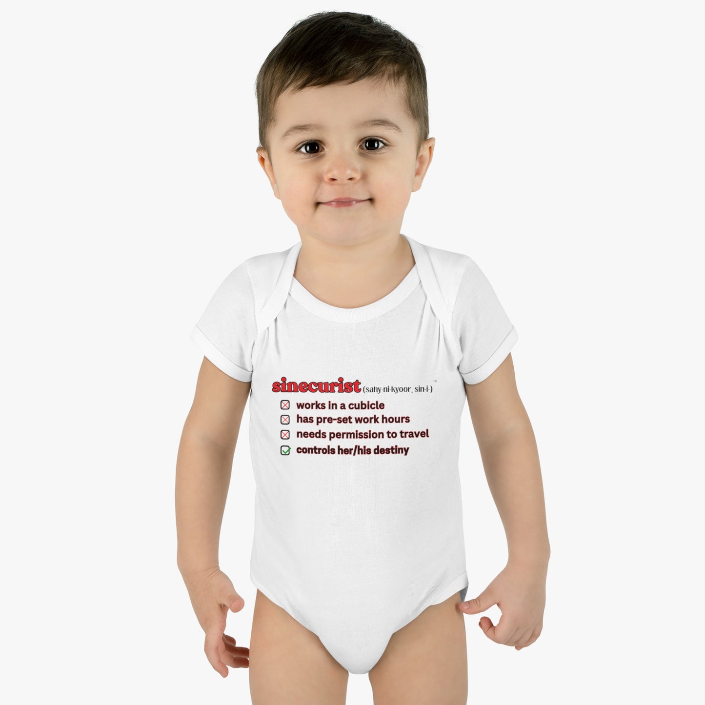 SINECURIST CHECK BOX INFANT BODYSUIT - UNISEX