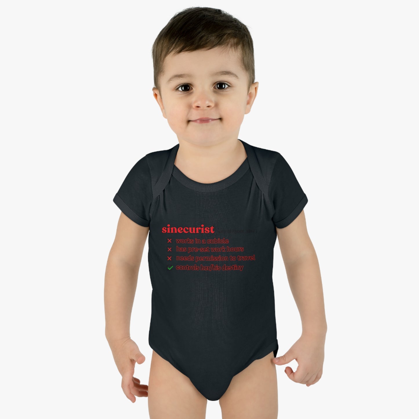SINECURIST CHECK BOX INFANT BODYSUIT - UNISEX