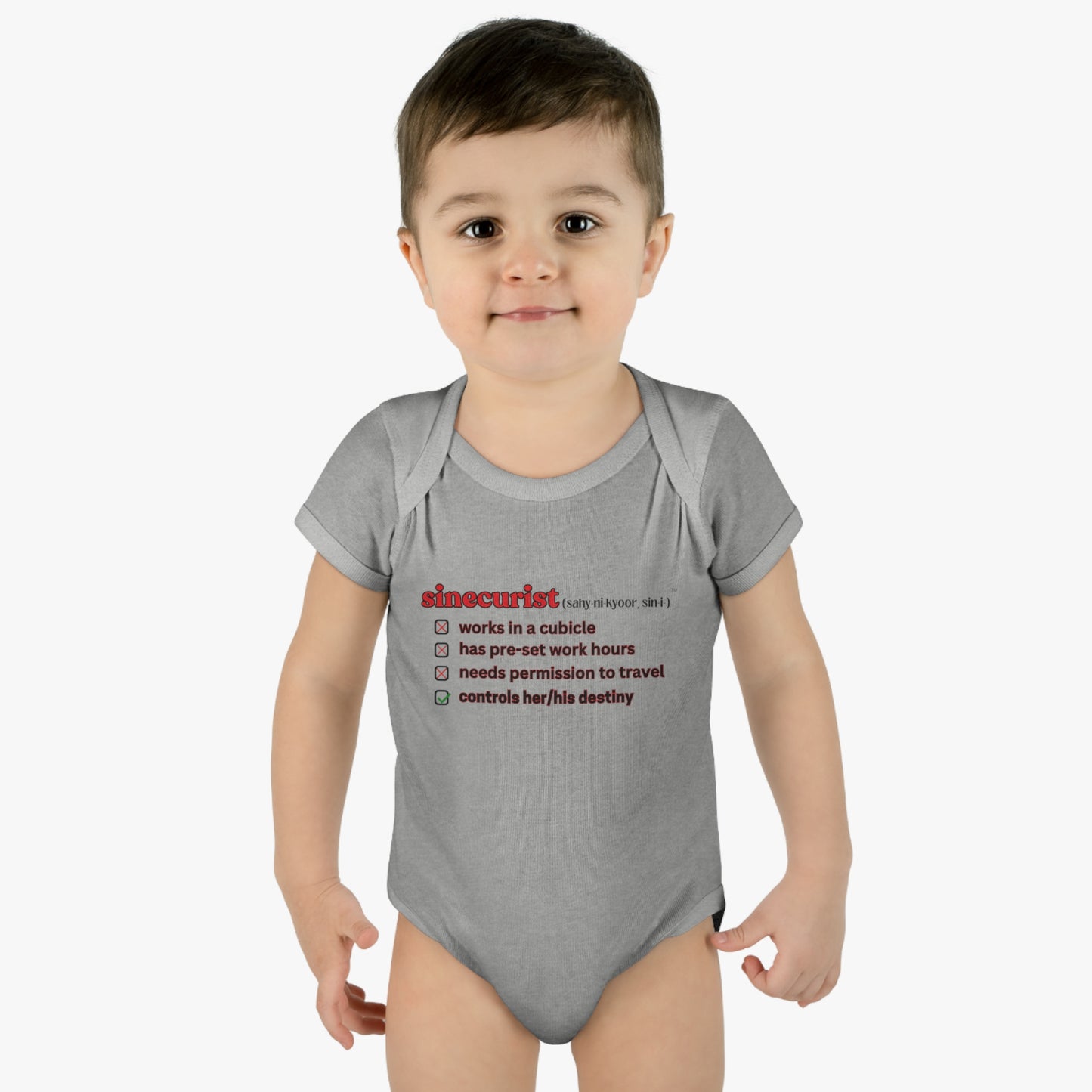 SINECURIST CHECK BOX INFANT BODYSUIT - UNISEX