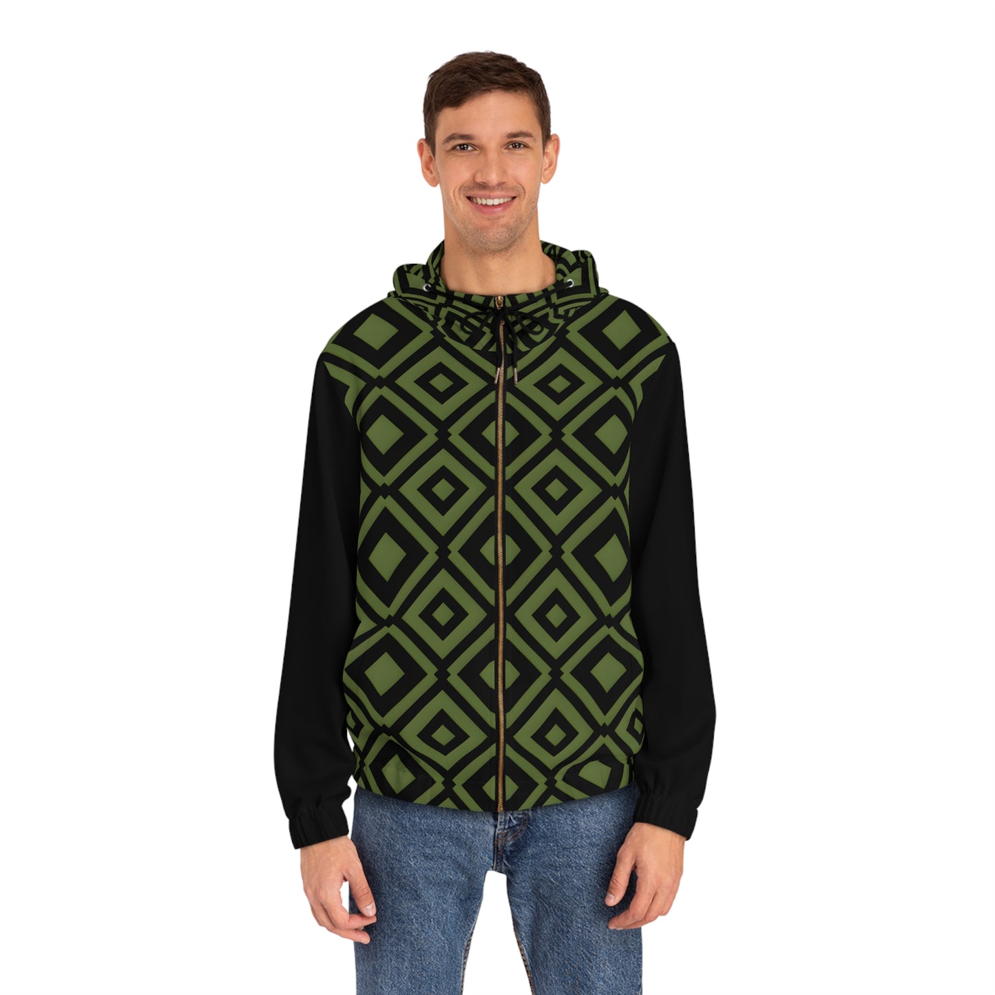DIAMONDS BLACK/GREEN MEN'S ZIP HOODIE