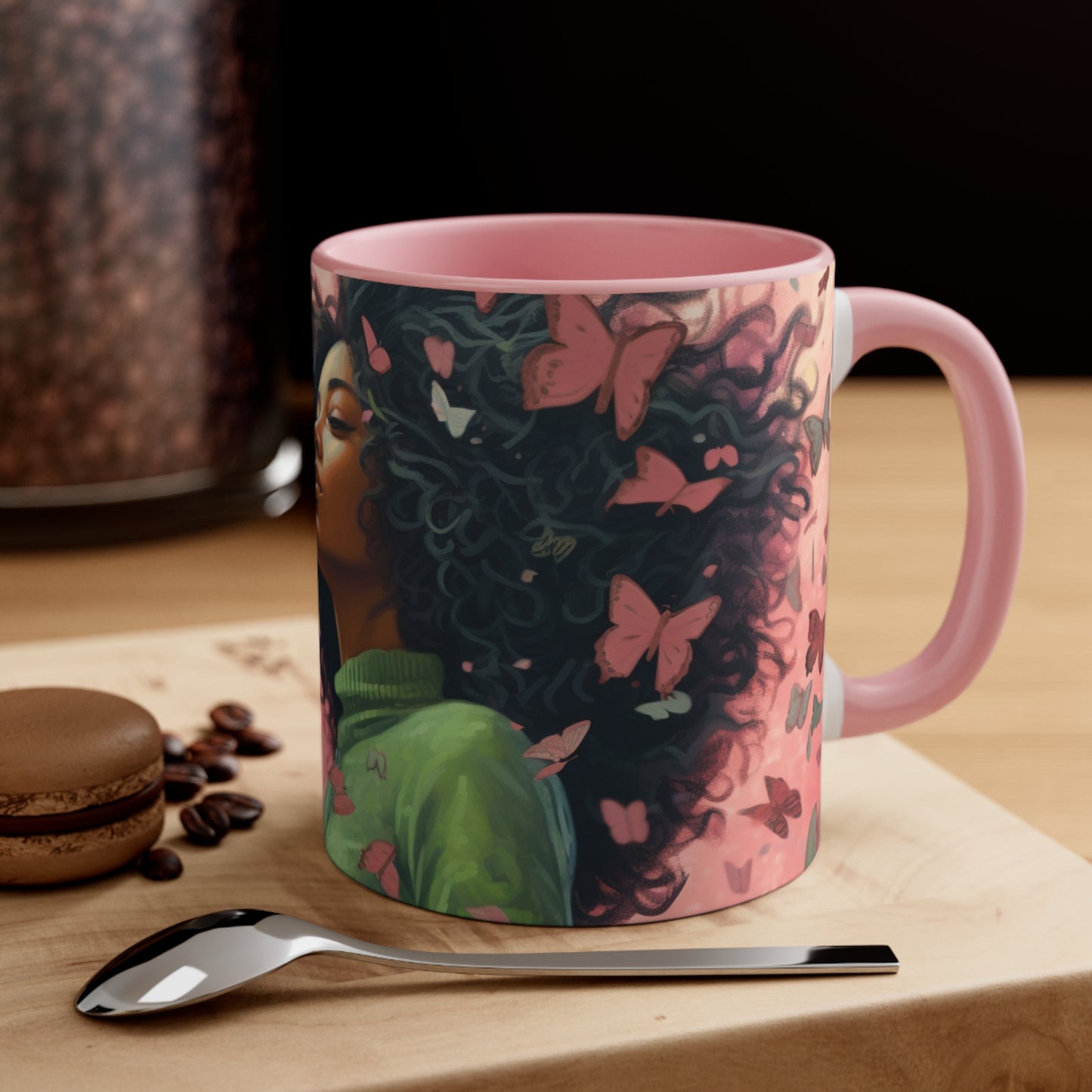 PAG PINK GREEN BUTTERFLIES FOUNDERS' MUG CERAMIC - MUG 11OZ