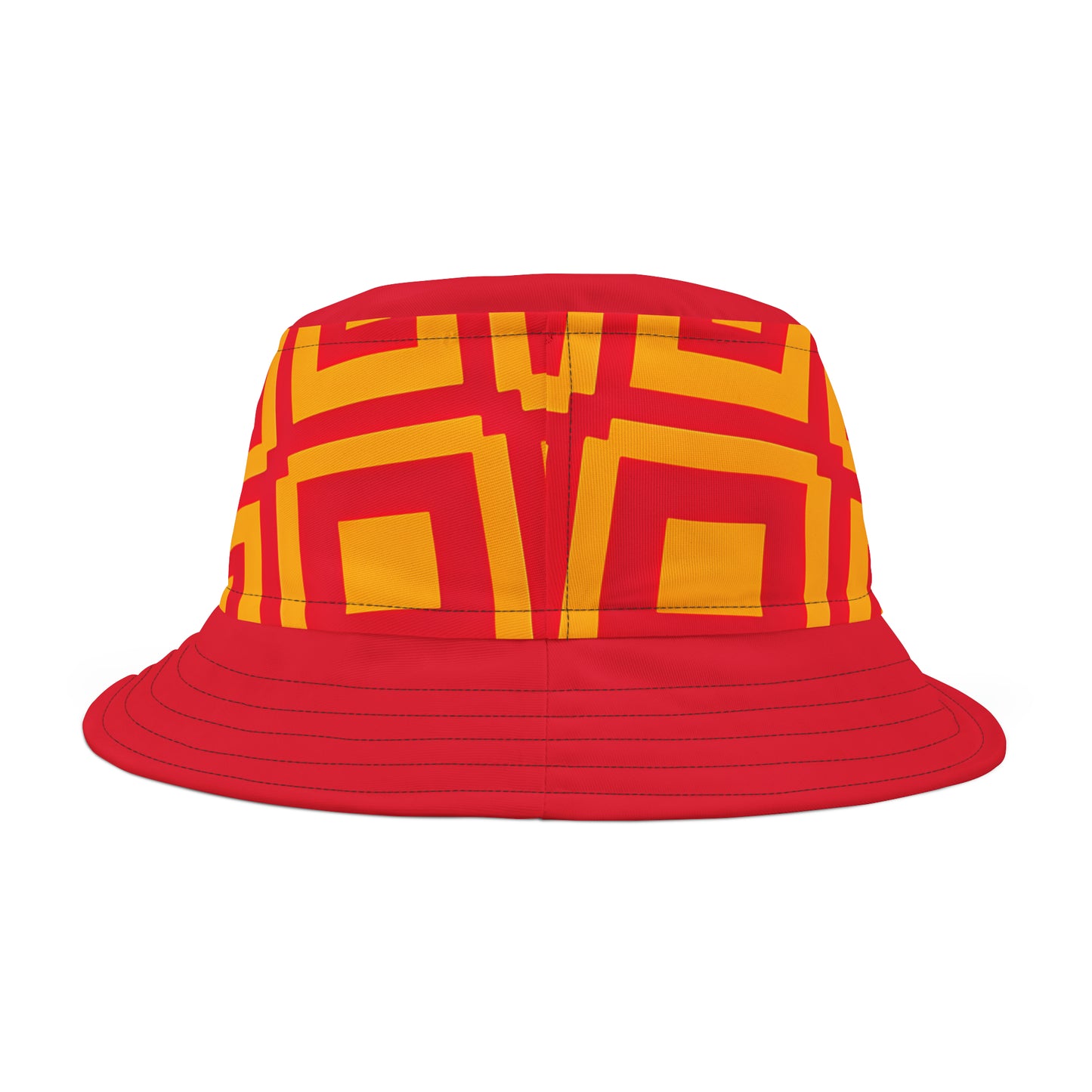 RED BRIM MOTIF TILE BUCKET HAT UNISEX