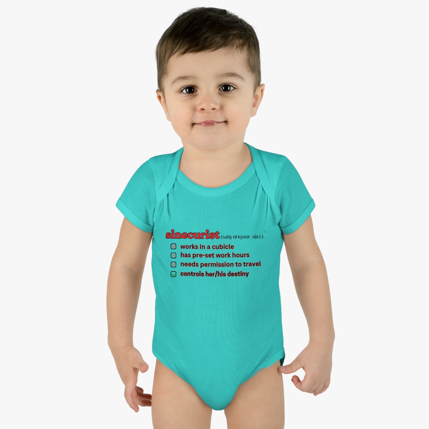 SINECURIST CHECK BOX INFANT BODYSUIT - UNISEX