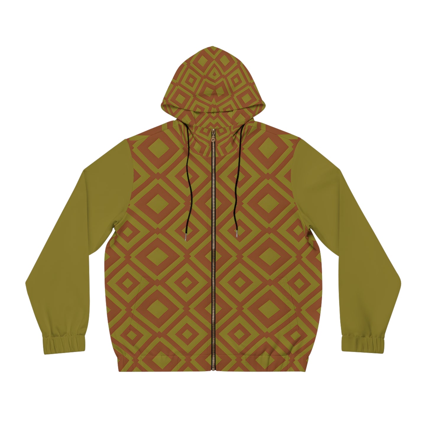 DIAMONDS RUST/OLIVE HOOD MEN'S ZIP HOODIE