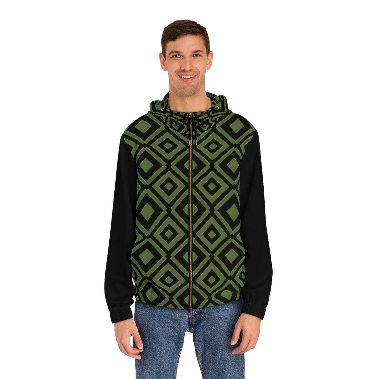 DIAMONDS BLACK/GREEN MEN'S ZIP HOODIE