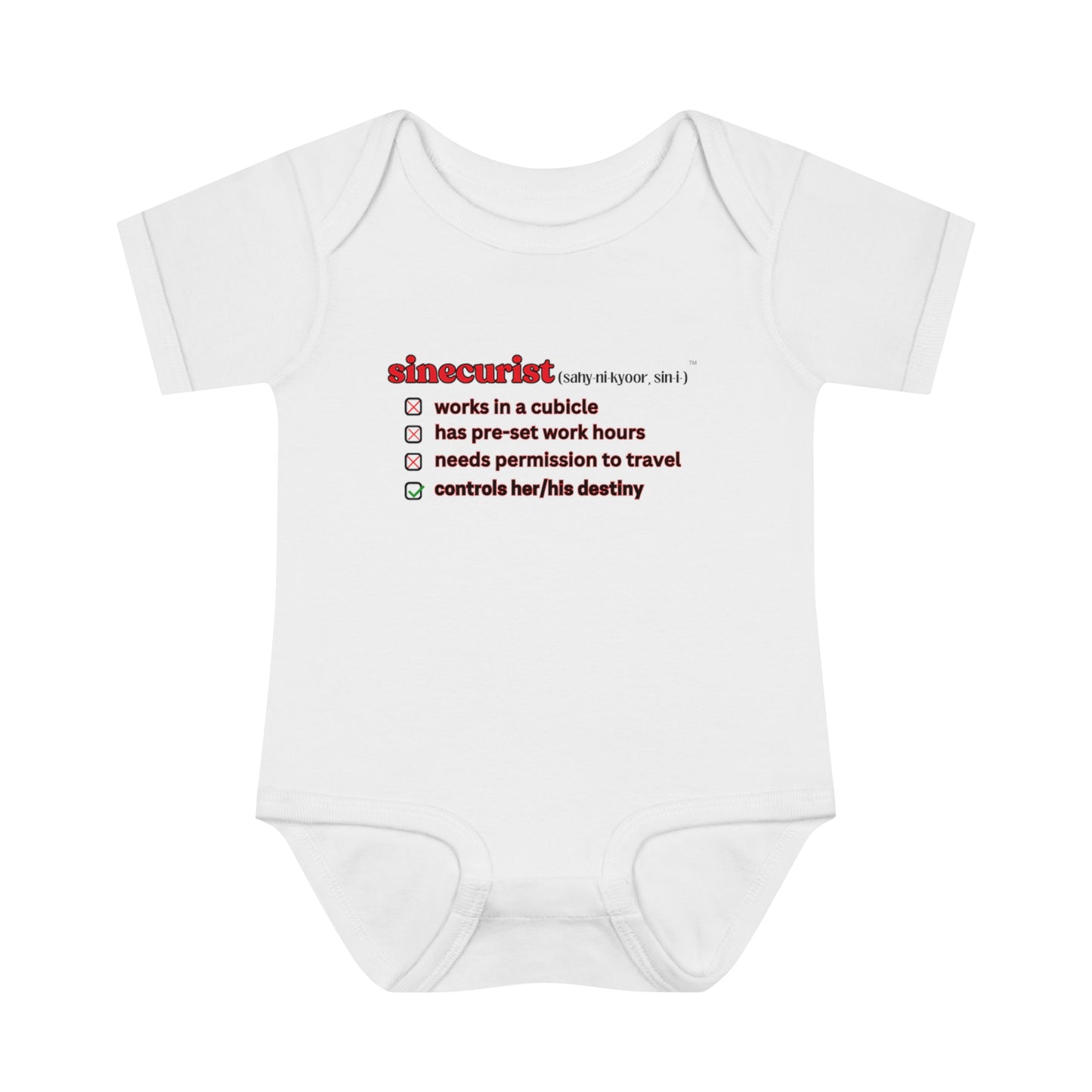 SINECURIST CHECK BOX INFANT BODYSUIT - UNISEX