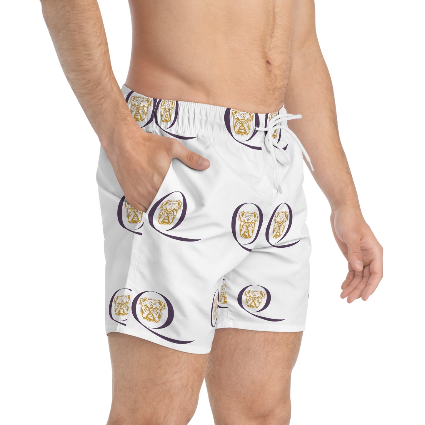 OME KING DOGG WHITE SWIM TRUNKS
