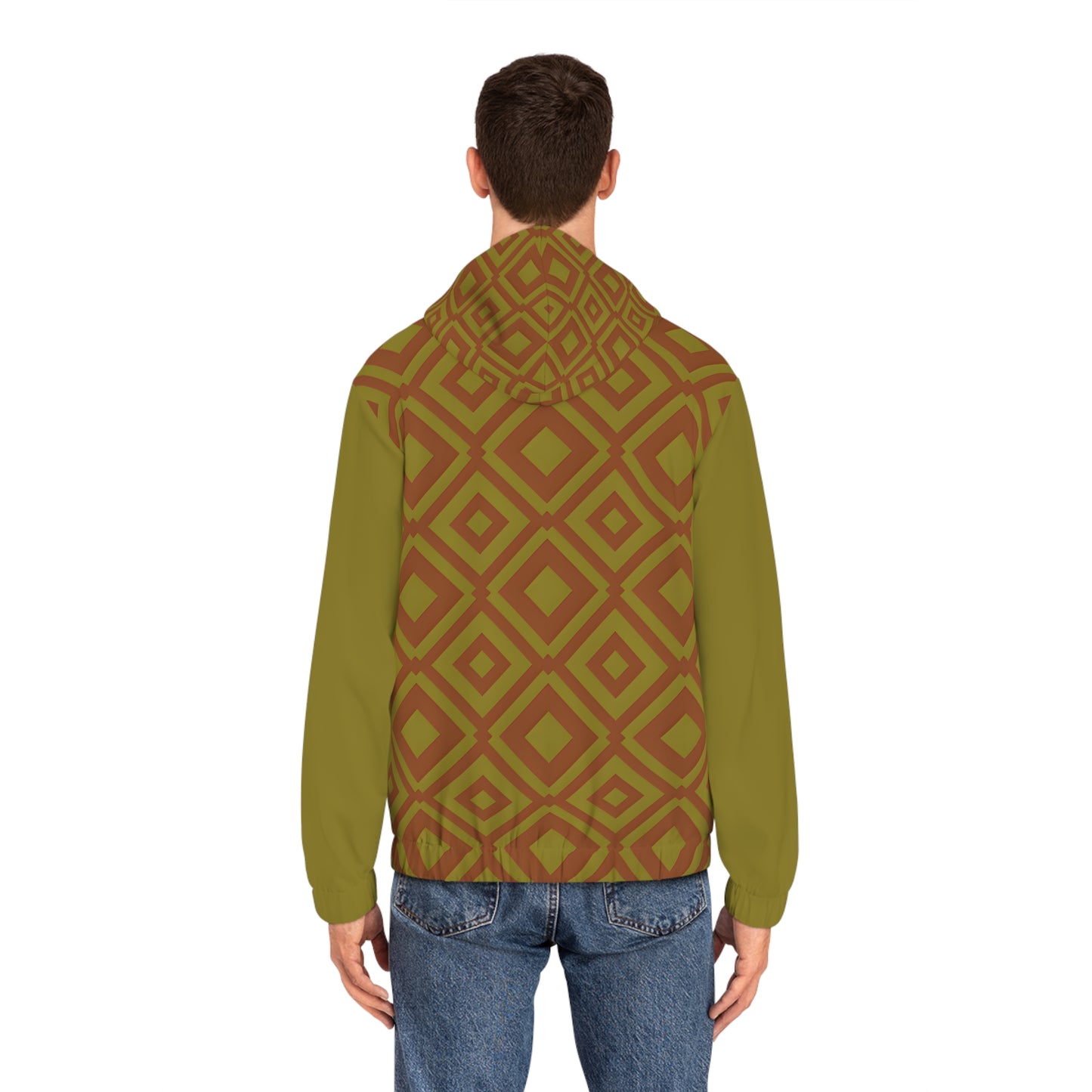 DIAMONDS RUST/OLIVE HOOD MEN'S ZIP HOODIE