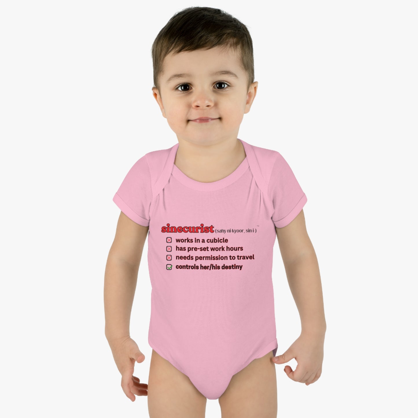 SINECURIST CHECK BOX INFANT BODYSUIT - UNISEX