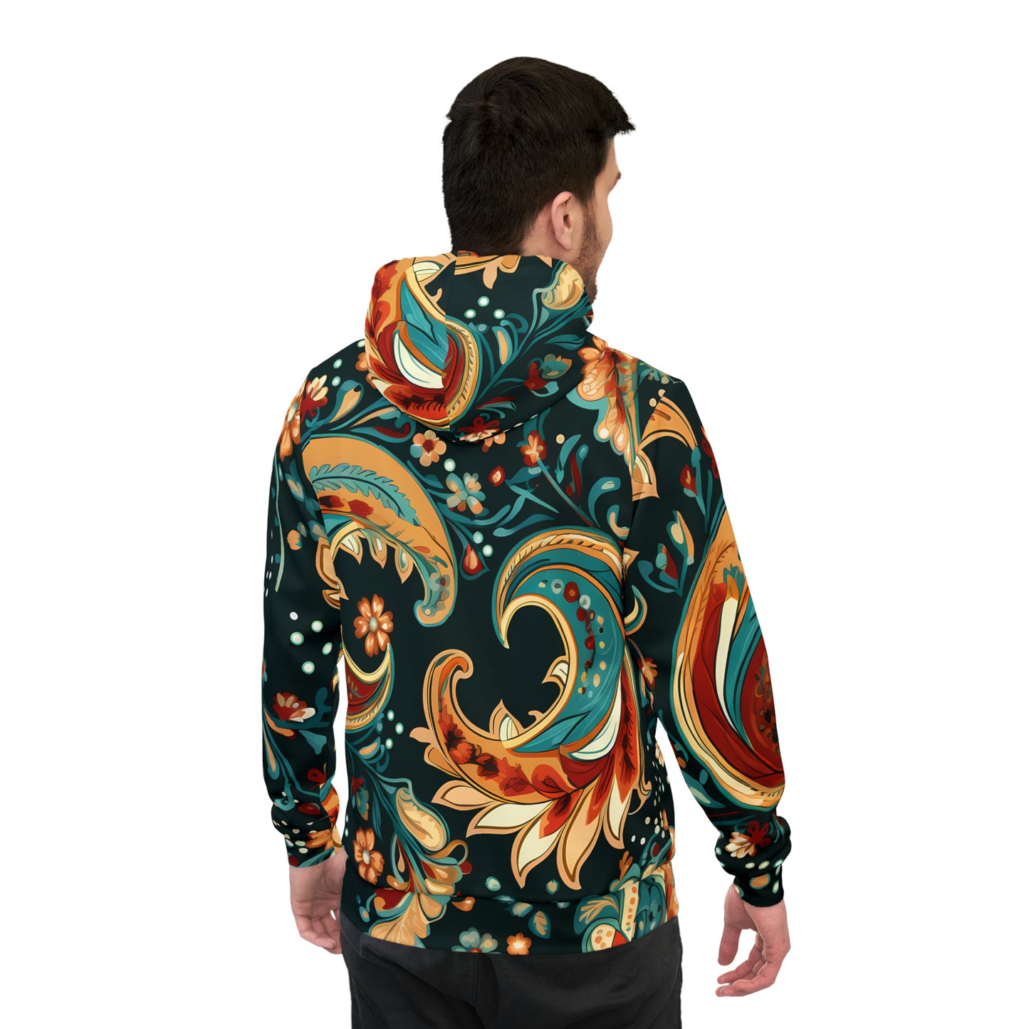 UNI RICH RED PAISLEY UNISEX PULLOVER HOODY ATHLETIC HOODIE