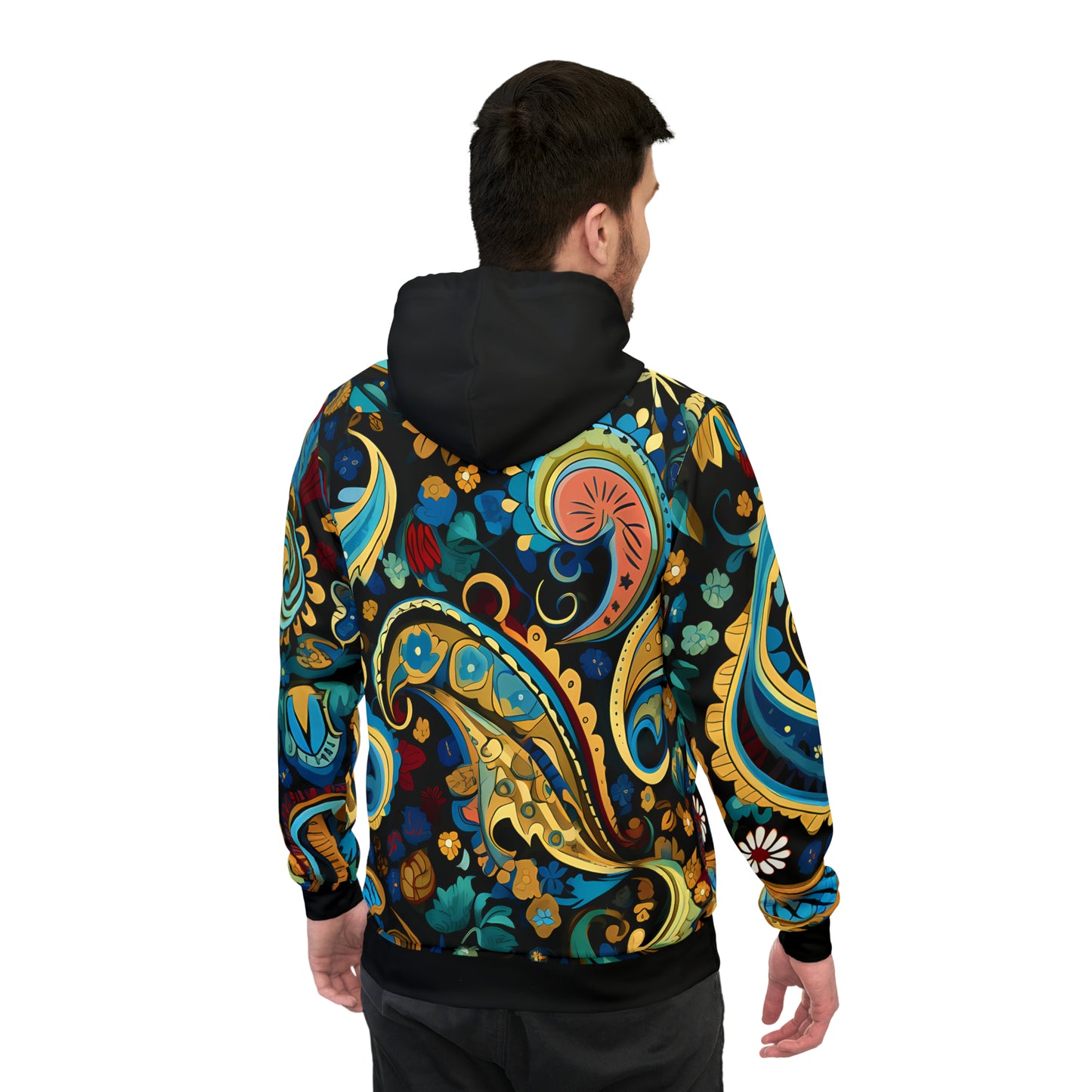 UNI BL HOOD BLUE PAISLEY UNISEX PULLOVER HOODY ATHLETIC HOODIE