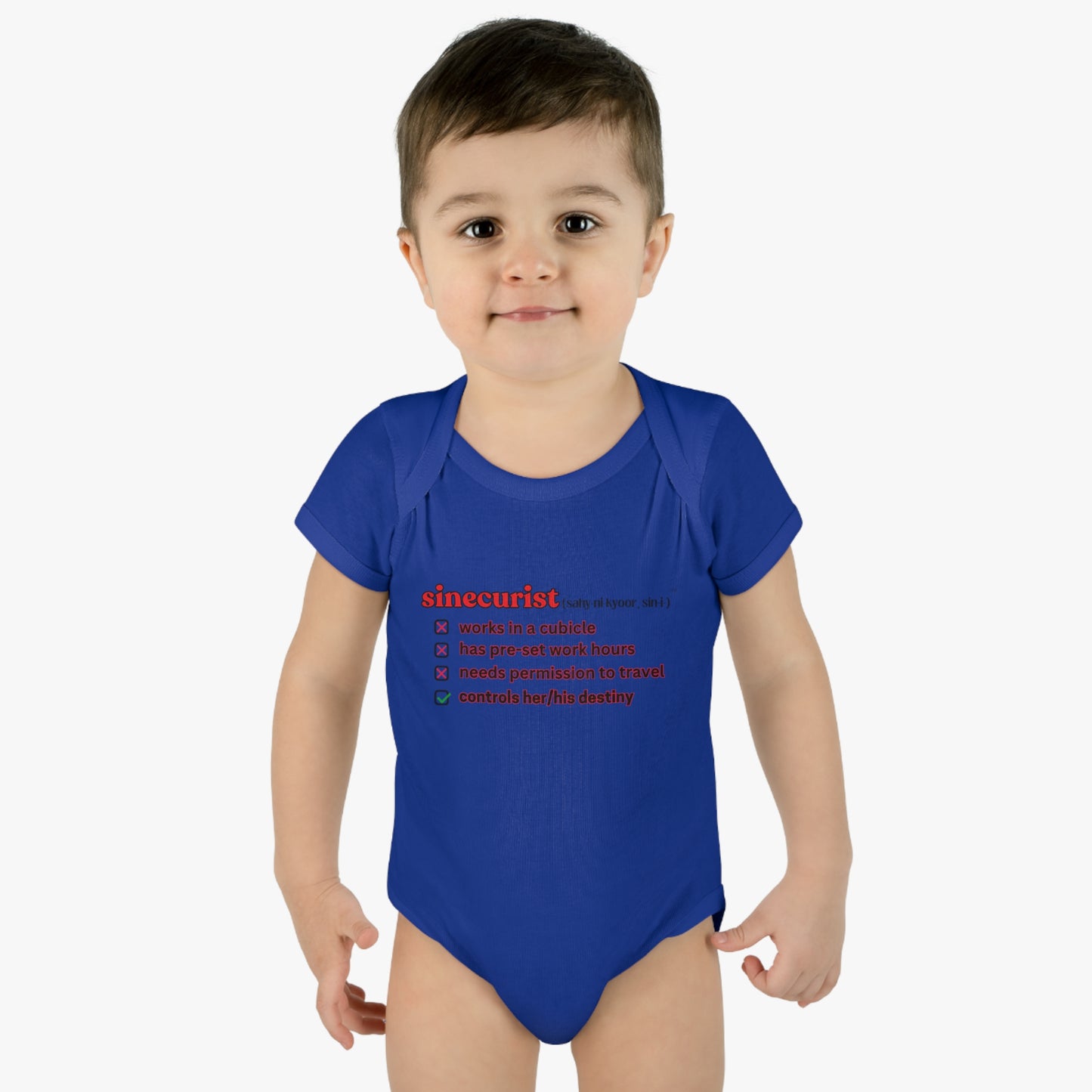 SINECURIST CHECK BOX INFANT BODYSUIT - UNISEX