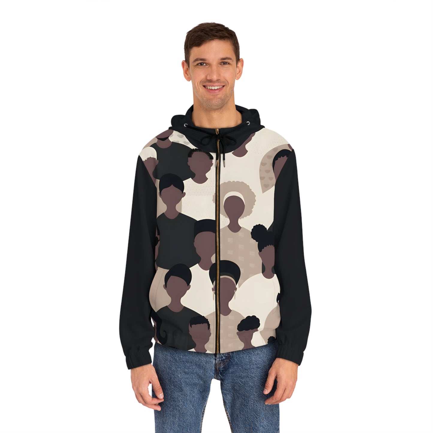 HIP CROWD BLACK MEN'S ZIP HOODIE