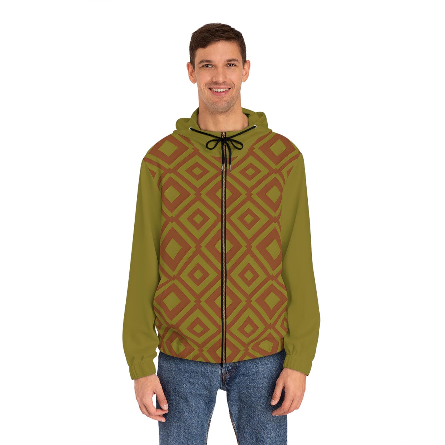 DIAMONDS RUST/OLIVE MEN'S ZIP HOODIE