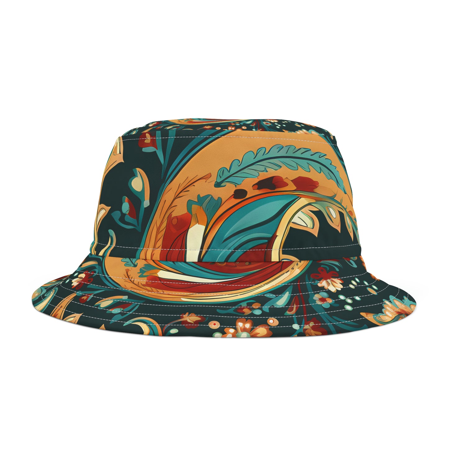 RICH RED PAISLEY BUCKET HAT UNISEX