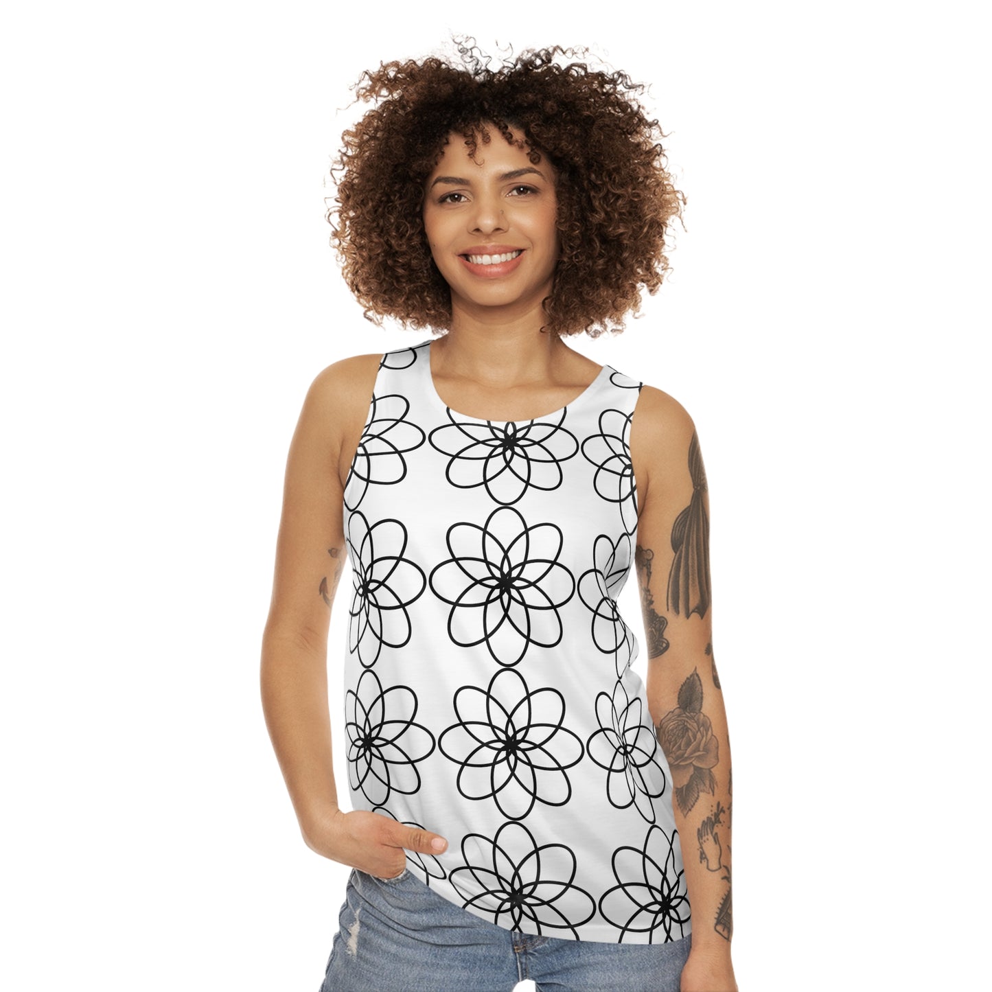 SPIRALS BLACK WHITE TANK