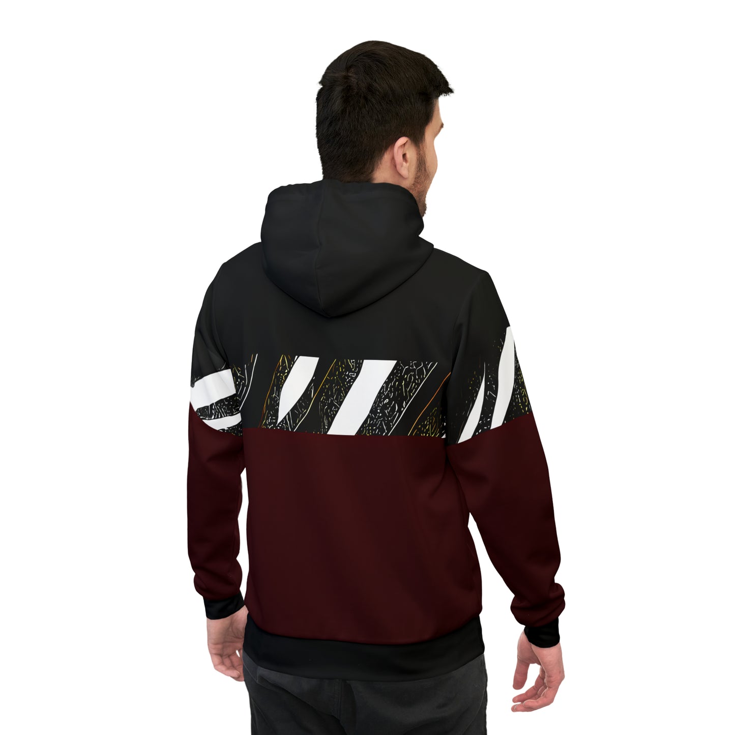 MAROON COLOR BLOCK PULLOVER ATHLETIC HOODIE UNISEX