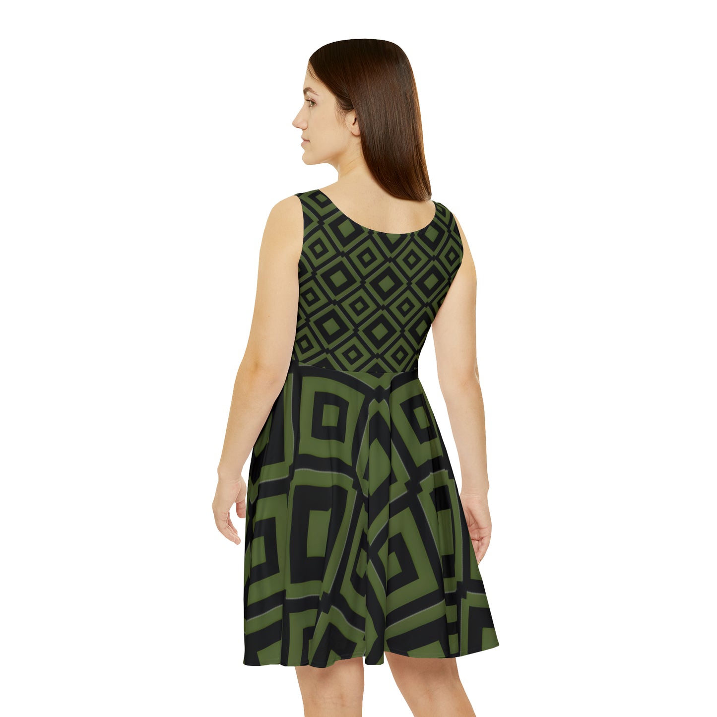 DIAMONDS BLACK/GREEN WOMEN'S SKATER DRESS