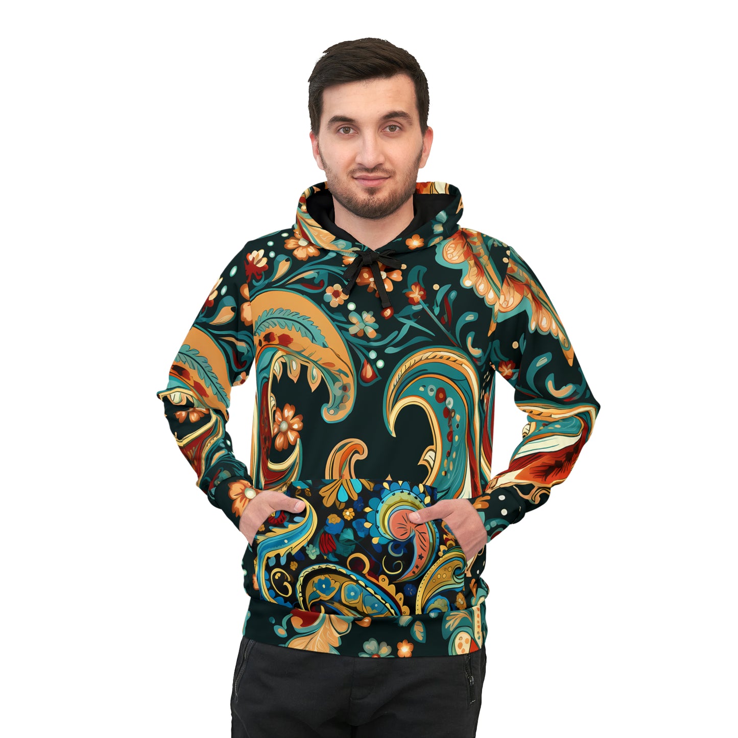 UNI RICH RED PAISLEY UNISEX PULLOVER HOODY ATHLETIC HOODIE