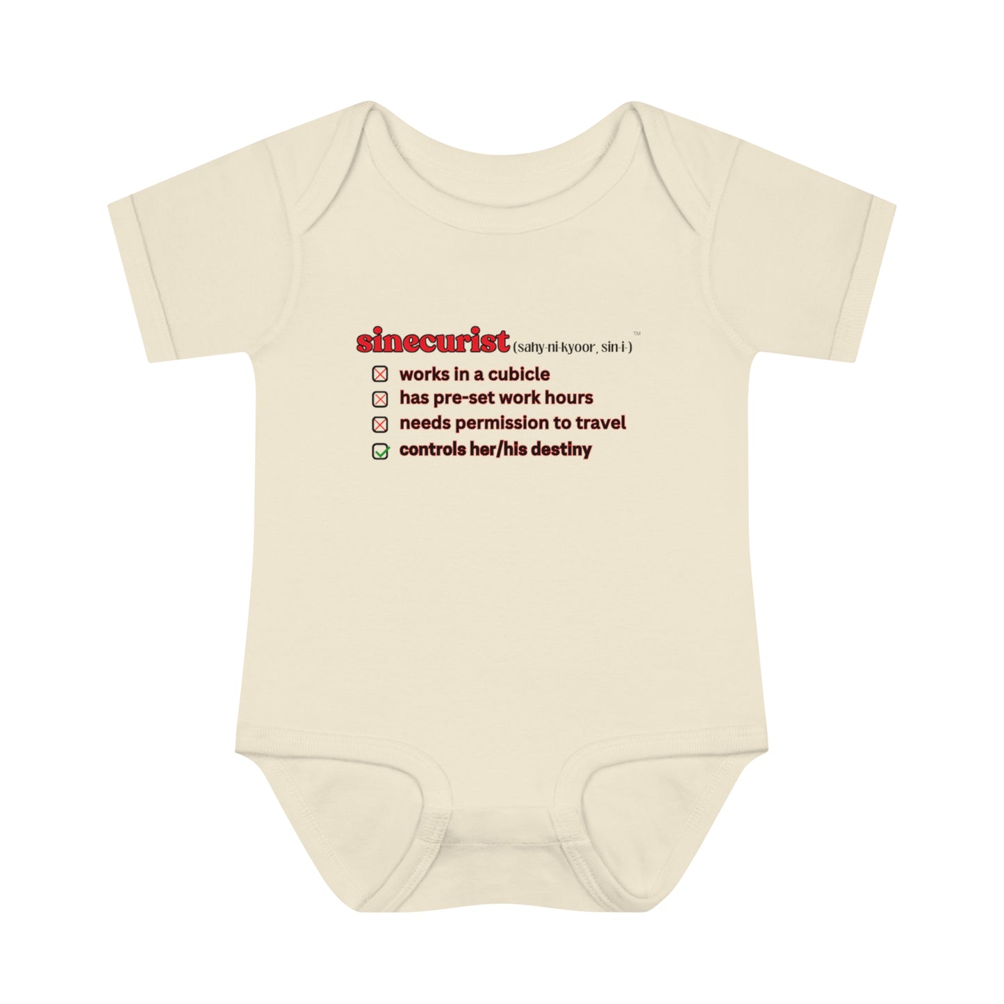 SINECURIST CHECK BOX INFANT BODYSUIT - UNISEX