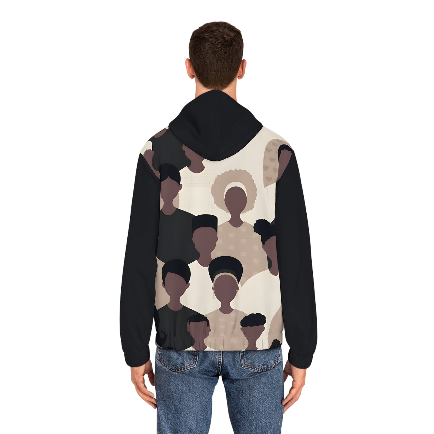 HIP CROWD BLACK MEN'S ZIP HOODIE