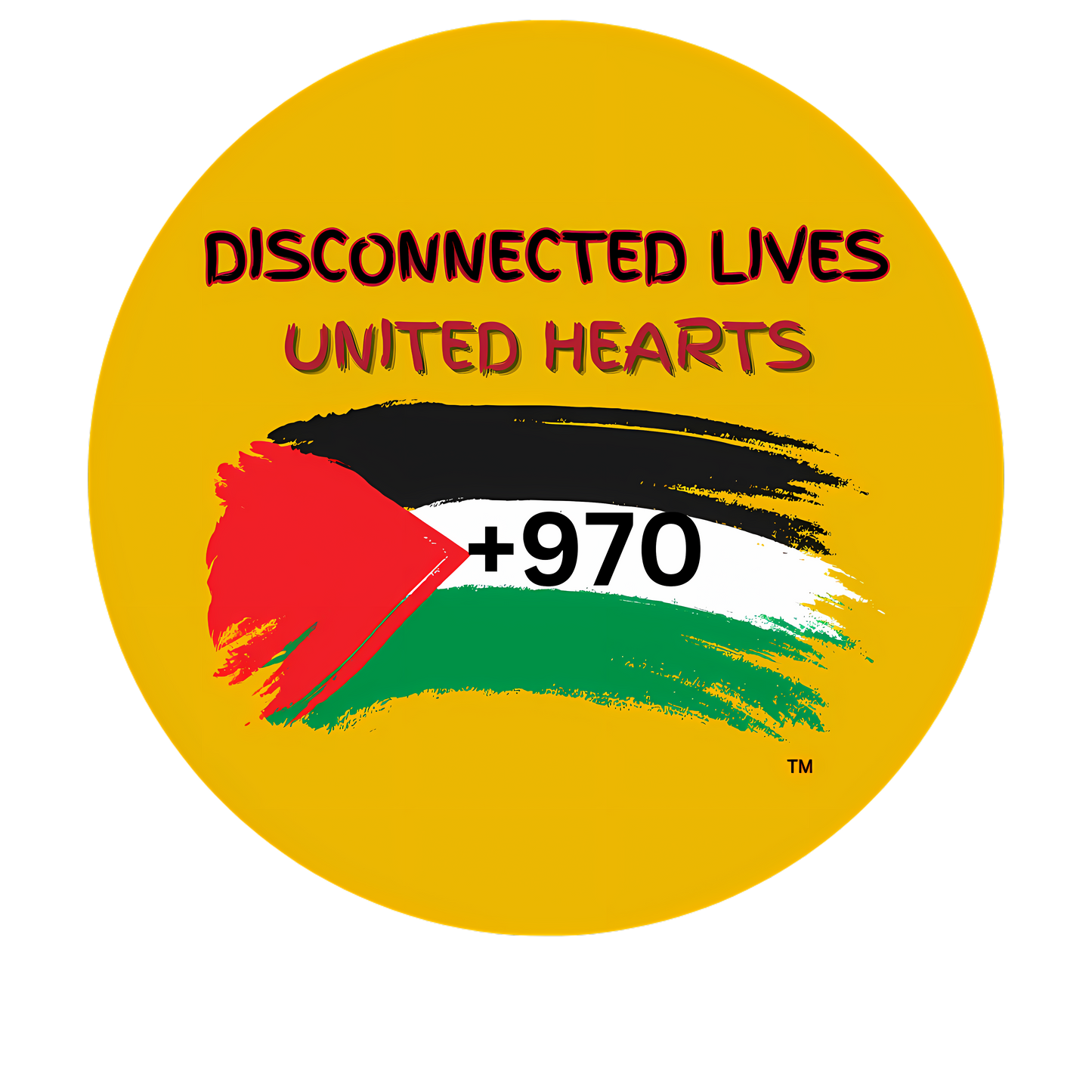a yellow circle with the words disconnected lives united hearts