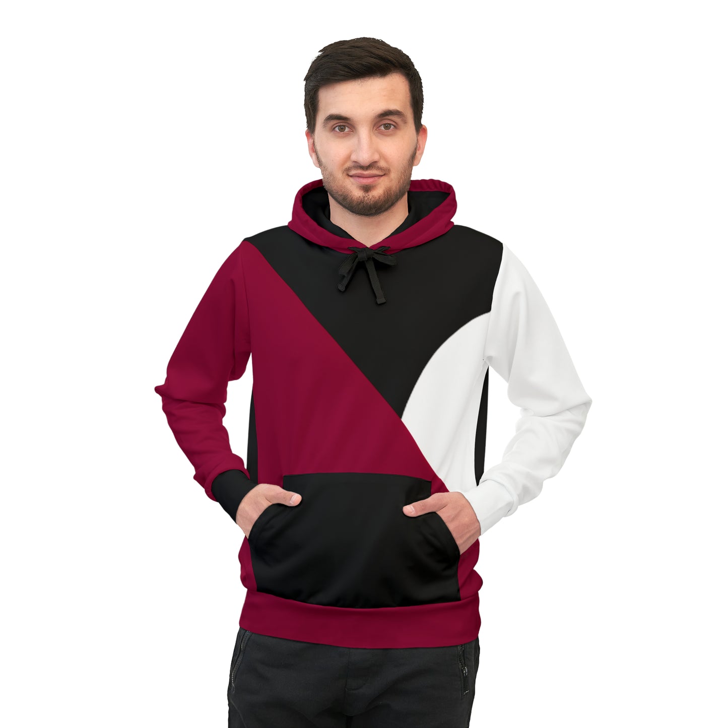 MAROON CONTEMPOTARY PULLOVER ATHLETIC HOODIE - UNISEX