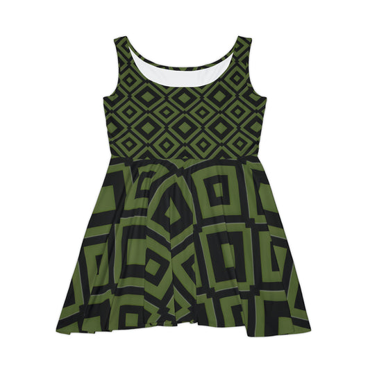 DIAMONDS BLACK/GREEN WOMEN'S SKATER DRESS