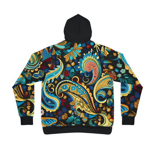 UNI BL HOOD BLUE PAISLEY UNISEX PULLOVER HOODY ATHLETIC HOODIE