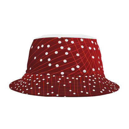 WHITE TOP DOTS ON GRID BUCKET HAT UNISEX